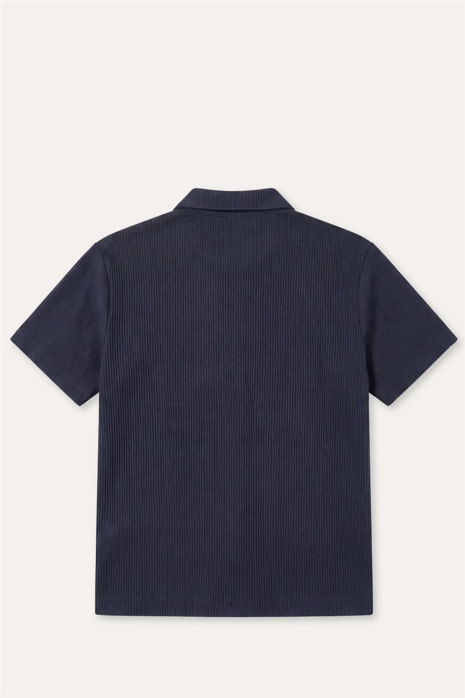 Rib Cotton Shirt Navy - Image 2