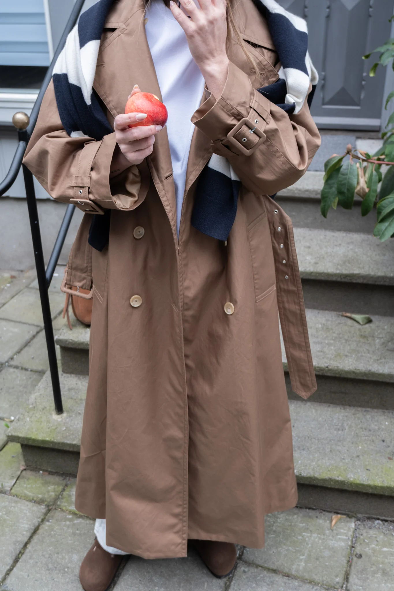 Cotton Trench Coat Taupe Beige - Image 10