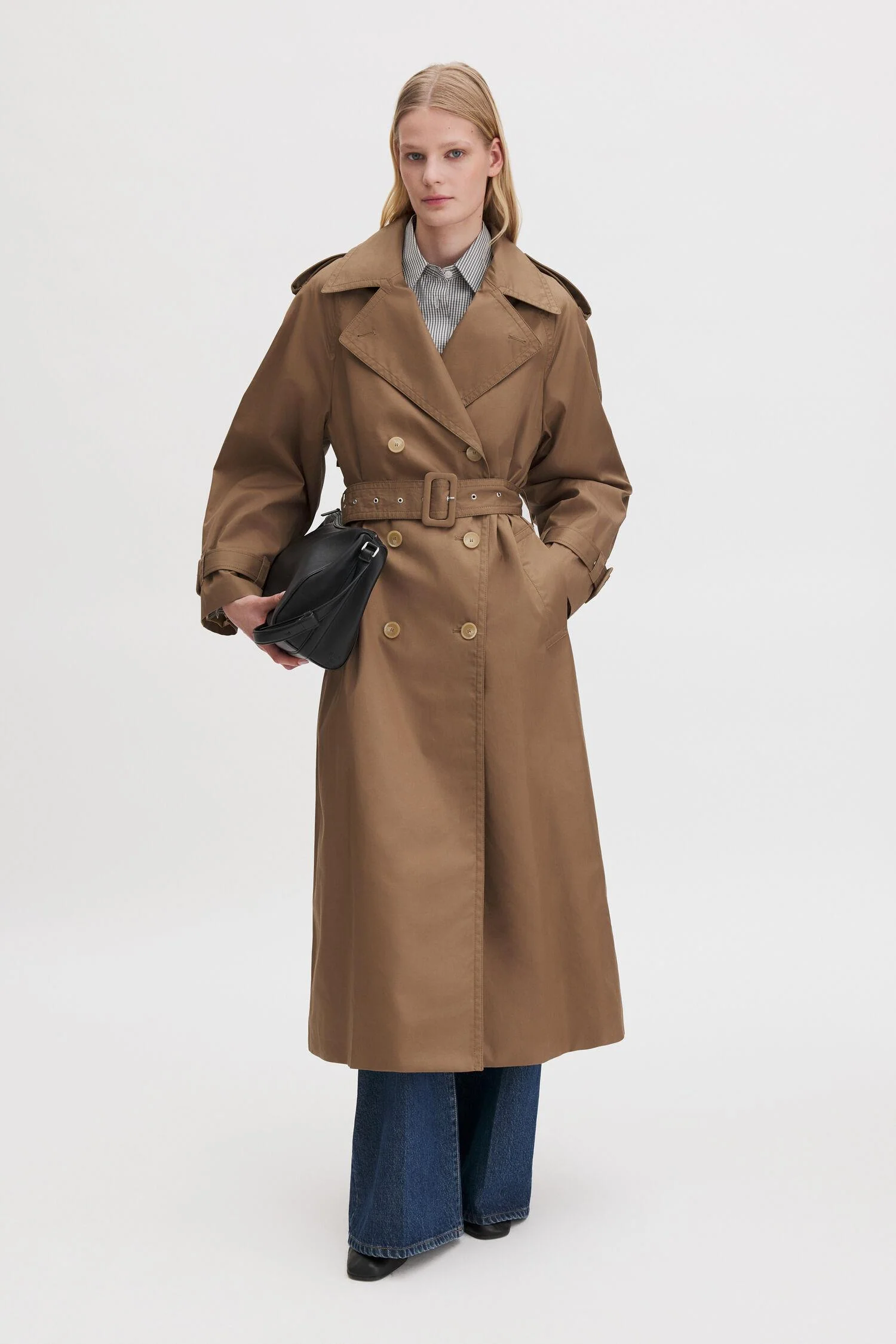 Cotton Trench Coat Taupe Beige - Image 2