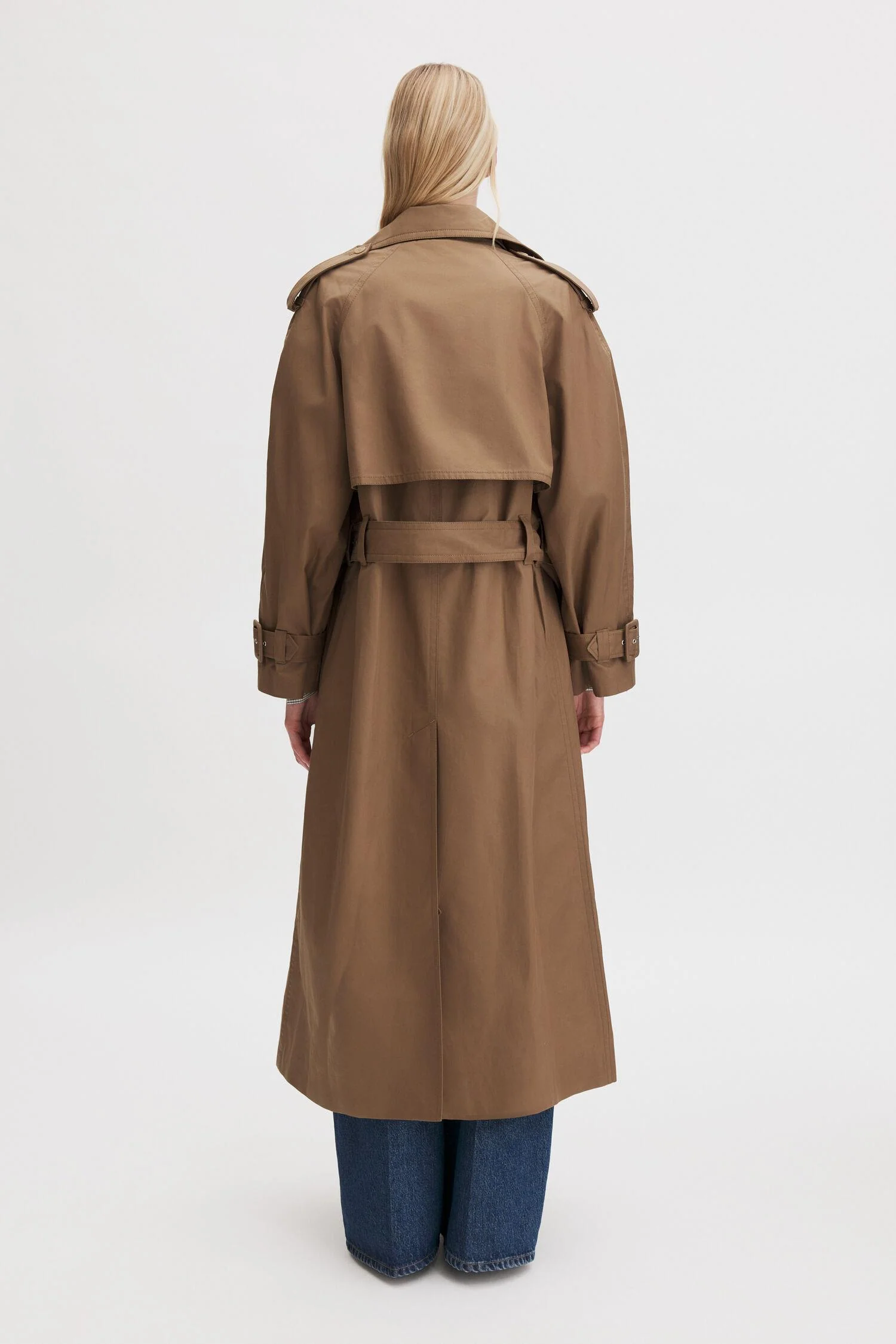 Cotton Trench Coat Taupe Beige - Image 3
