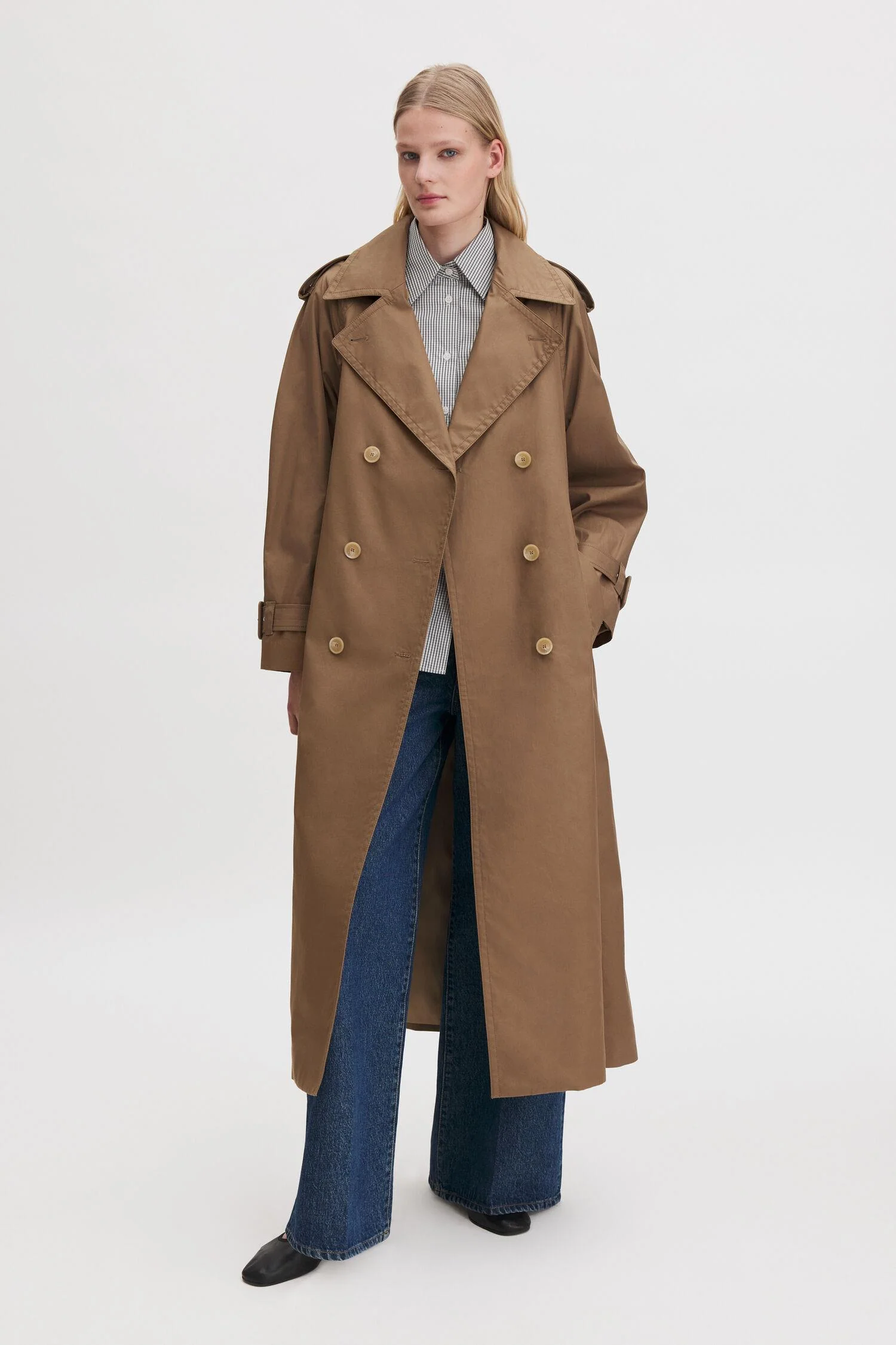 Cotton Trench Coat Taupe Beige - Image 4