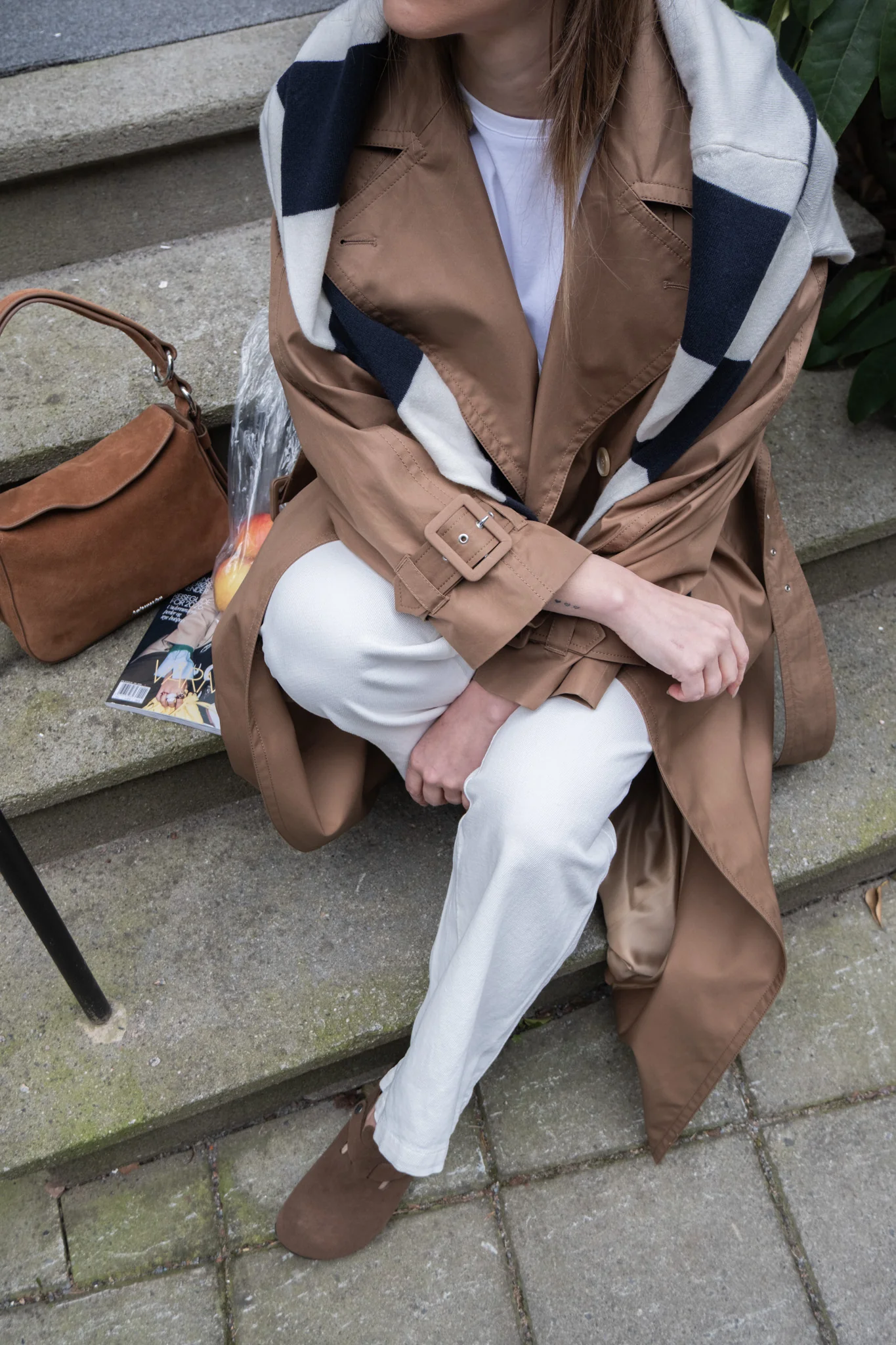 Cotton Trench Coat Taupe Beige - Image 9