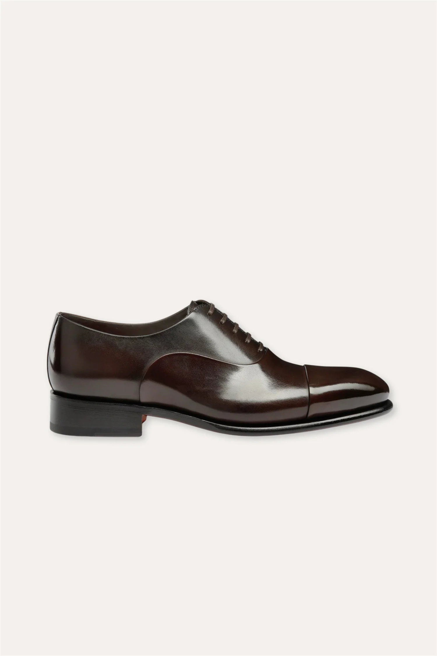 Isaac Polished Leather Oxford Shoe Dark Brown