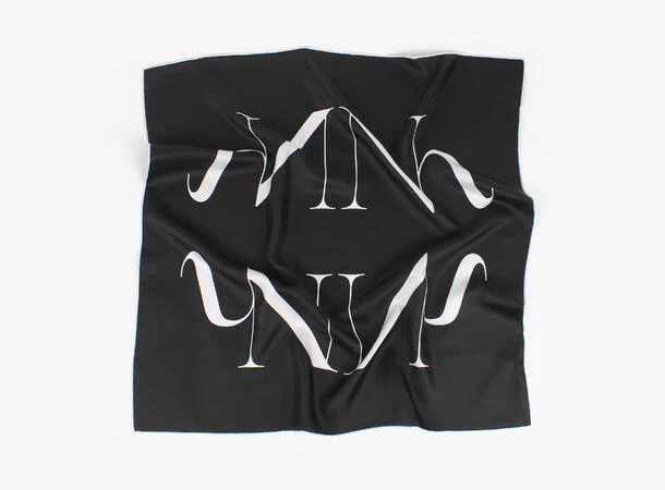 Embla Emblem Silk Scarf Black - Image 2