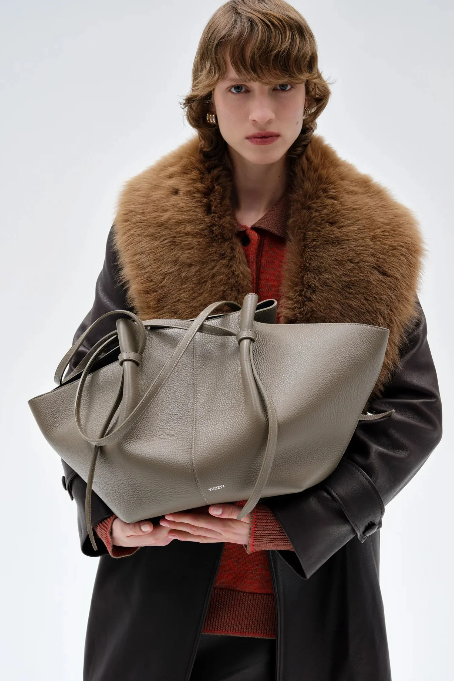 Large Mochi- Taupe Pebble Grained Leather - Image 2