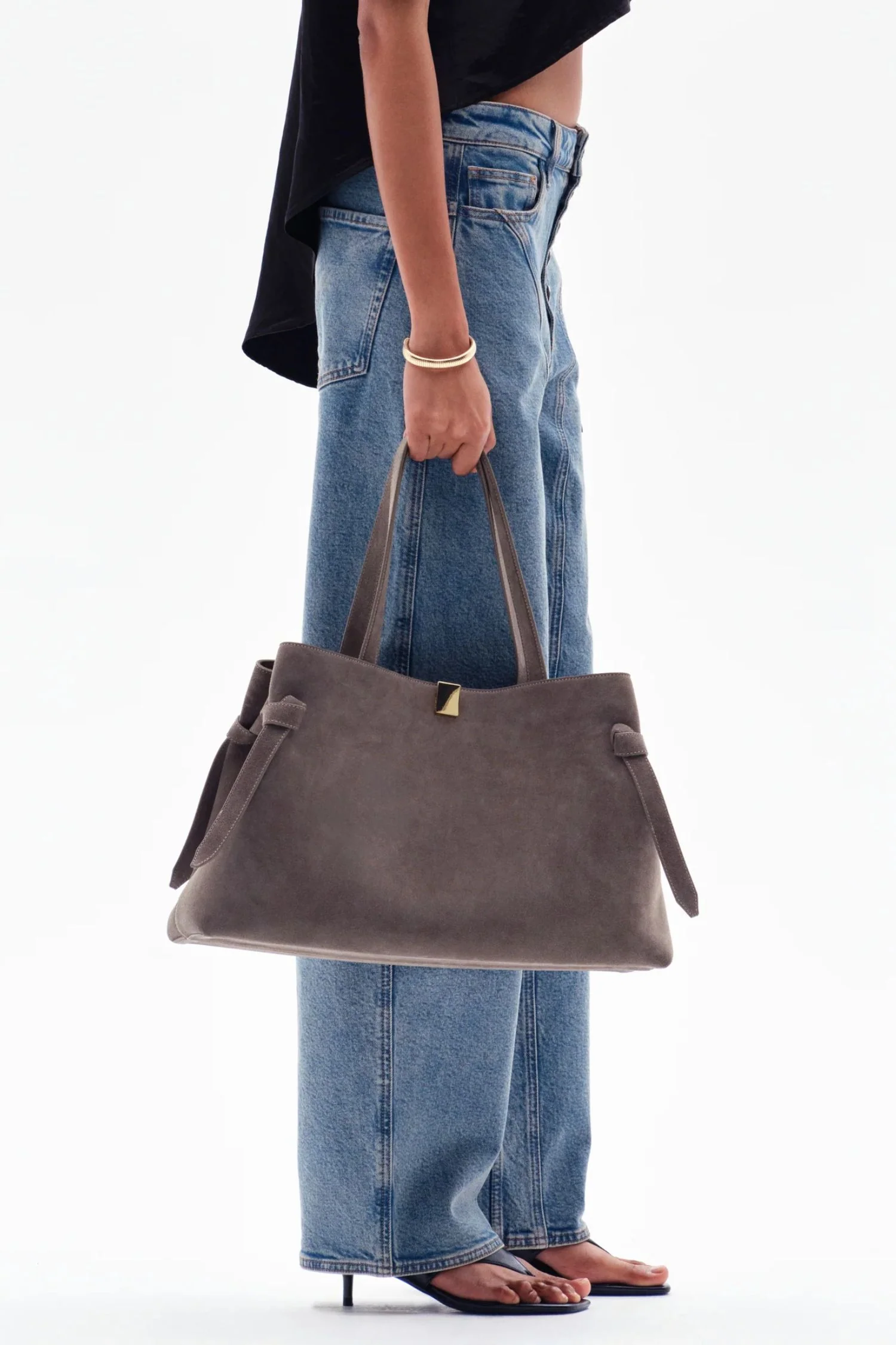 Gyoza Tote- Taupe Suede - Image 5