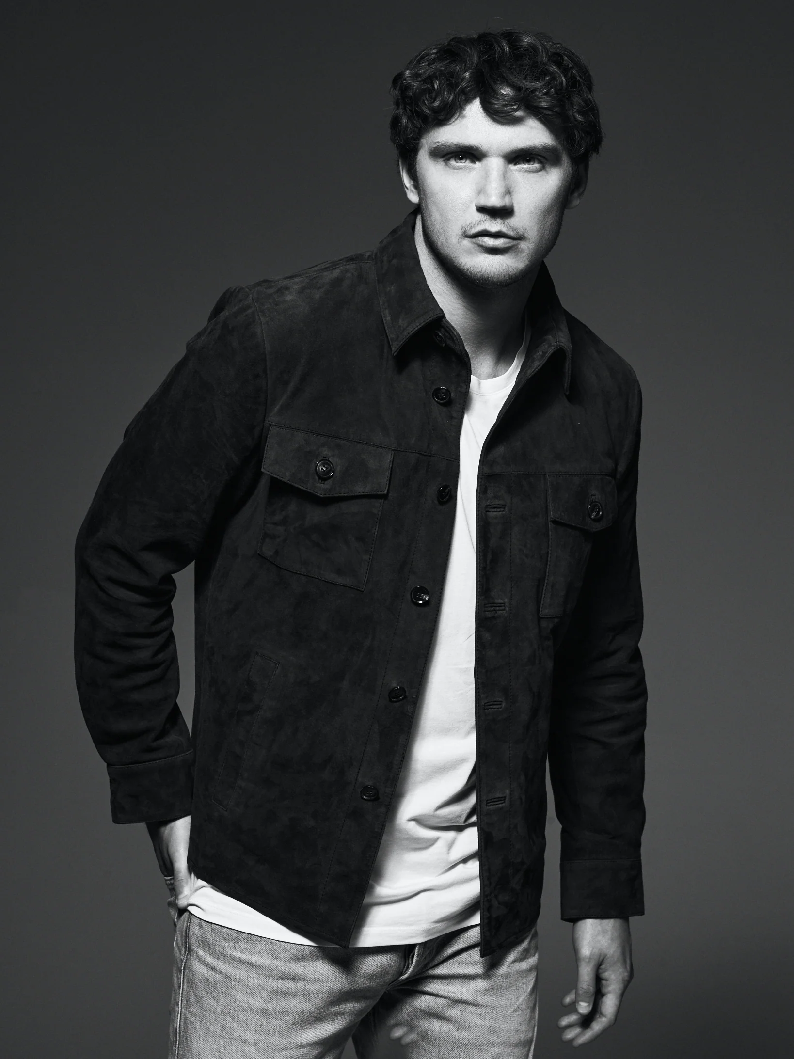 Suede Shirt Jacket Dark Blue - Image 6
