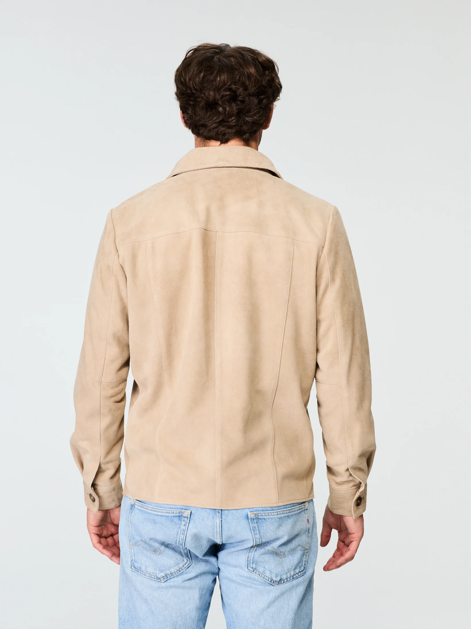 Suede Shirt Jacket Light Sand - Image 3