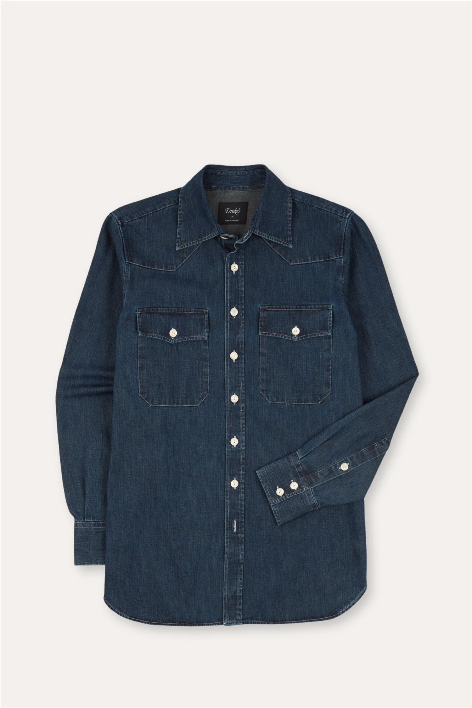 Indigo Rinse Denim Two-Pocket Western Shirt