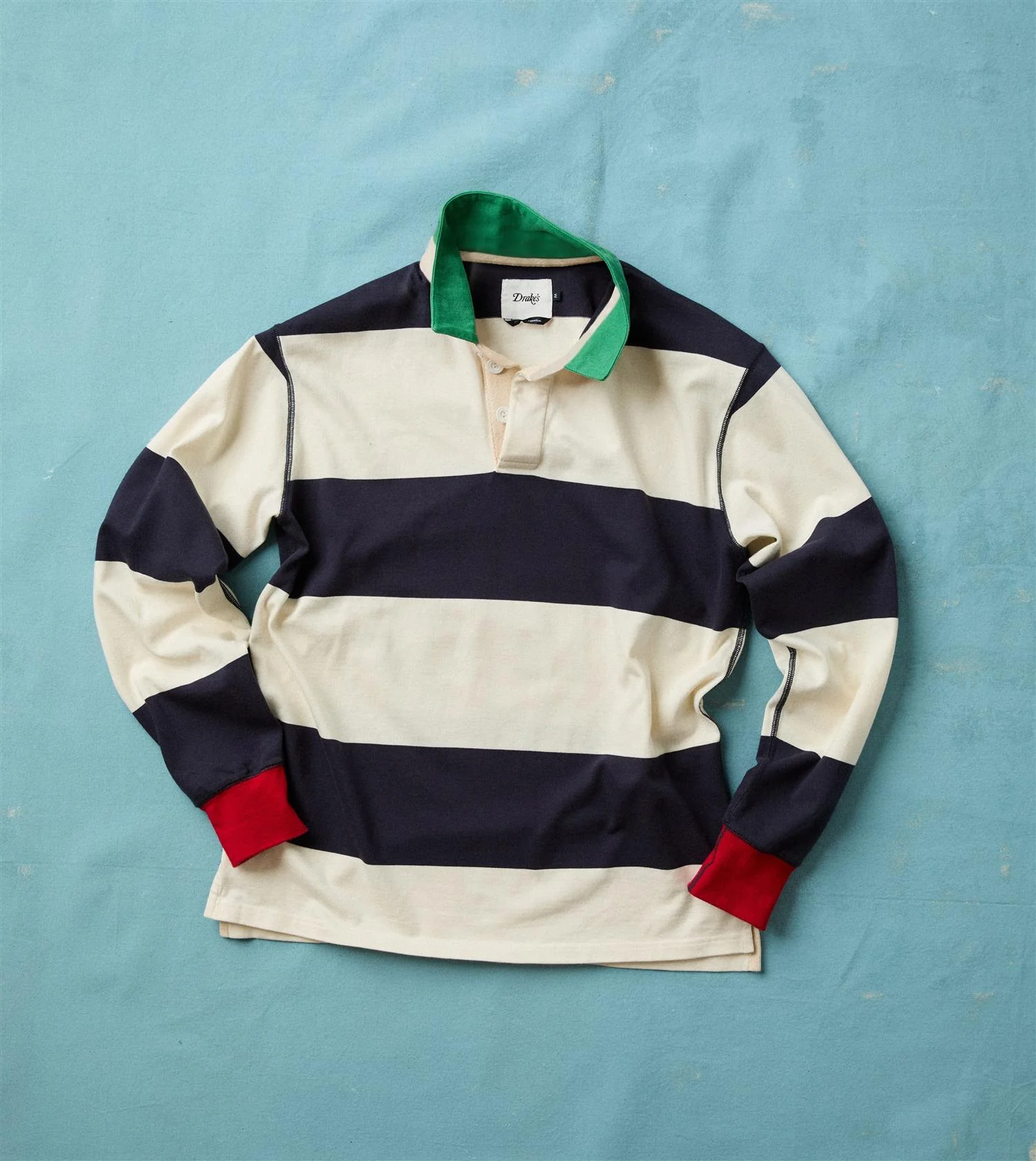 Dual Block Stripe Rugby White & Navy - Image 7
