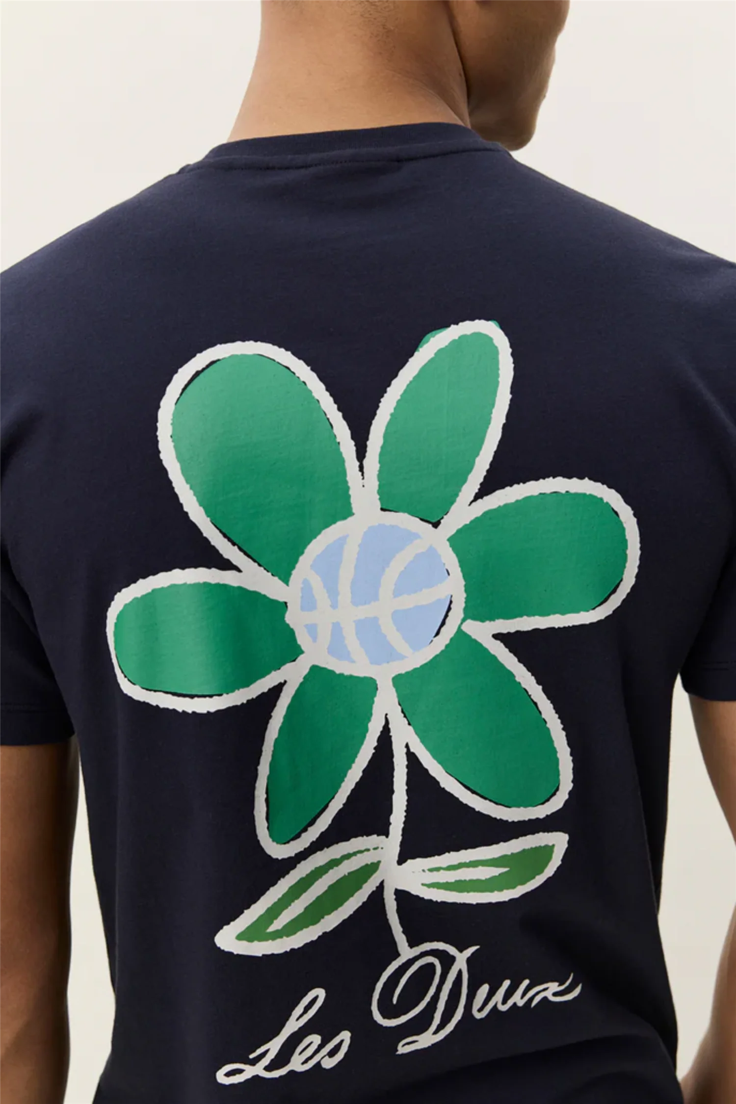 Flower T-Shirt Dark Blue Night - Image 4