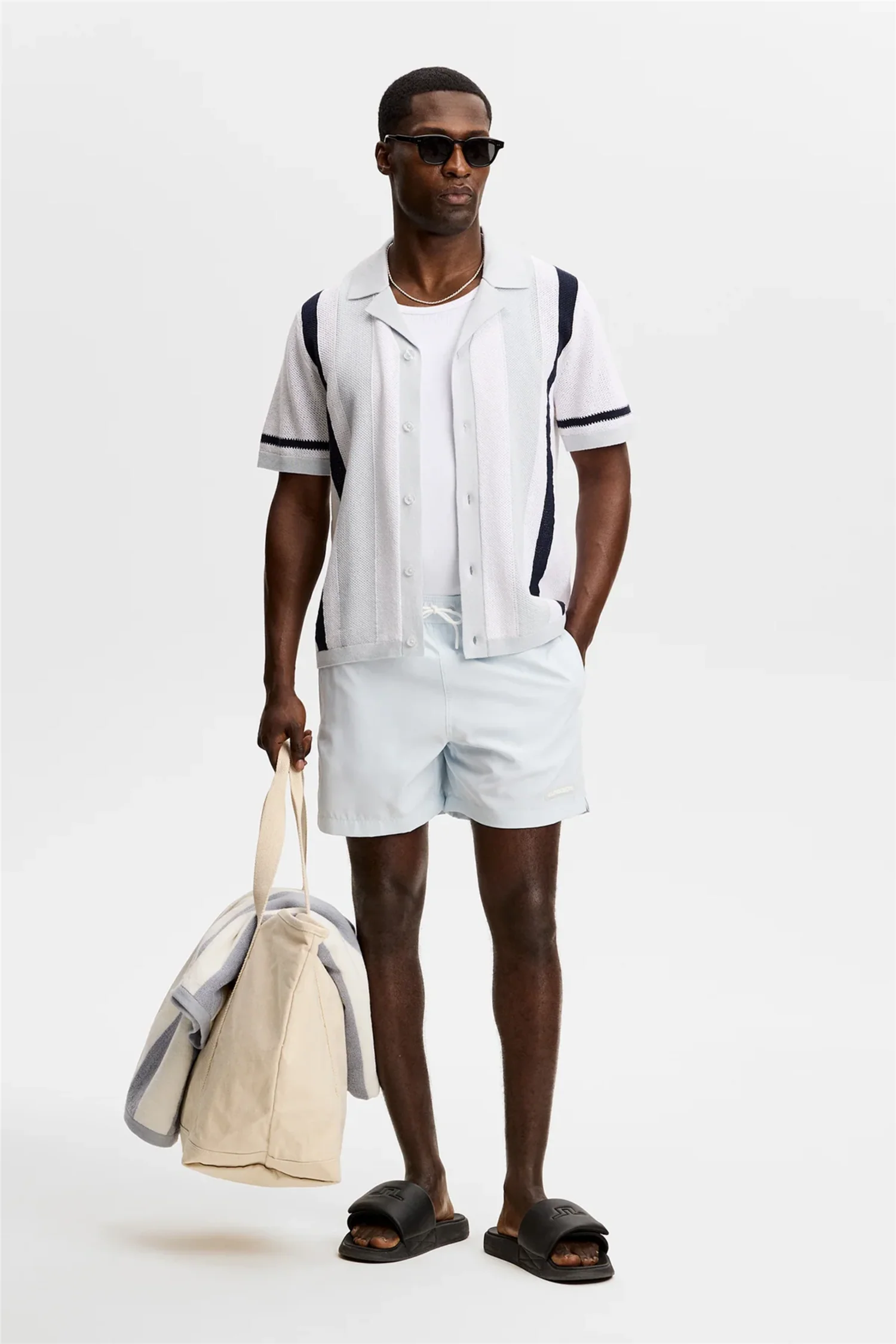 Remus Resort Collar Knit Polo Skywriting - Image 4