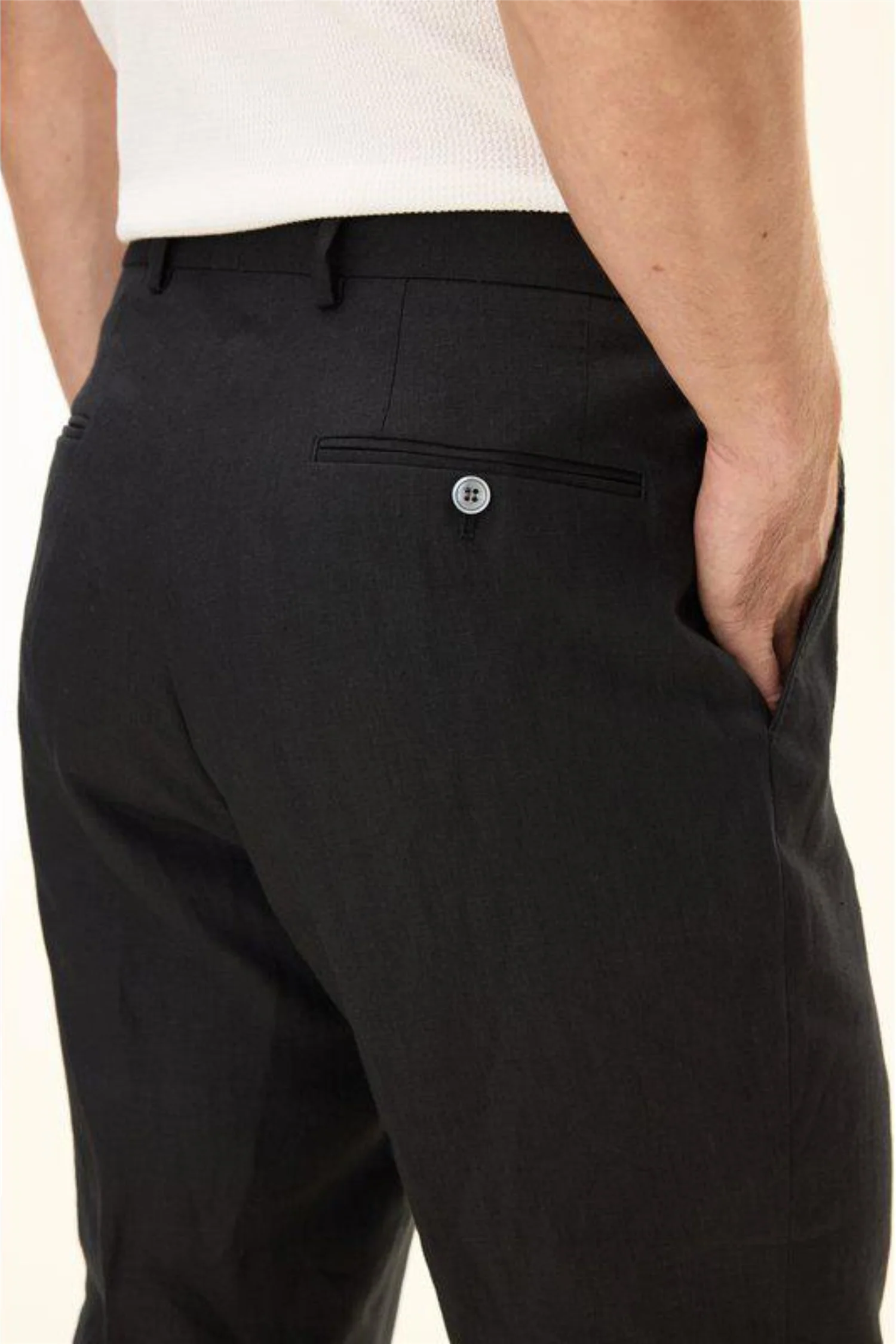 Del S Linen Trousers Black - Image 7