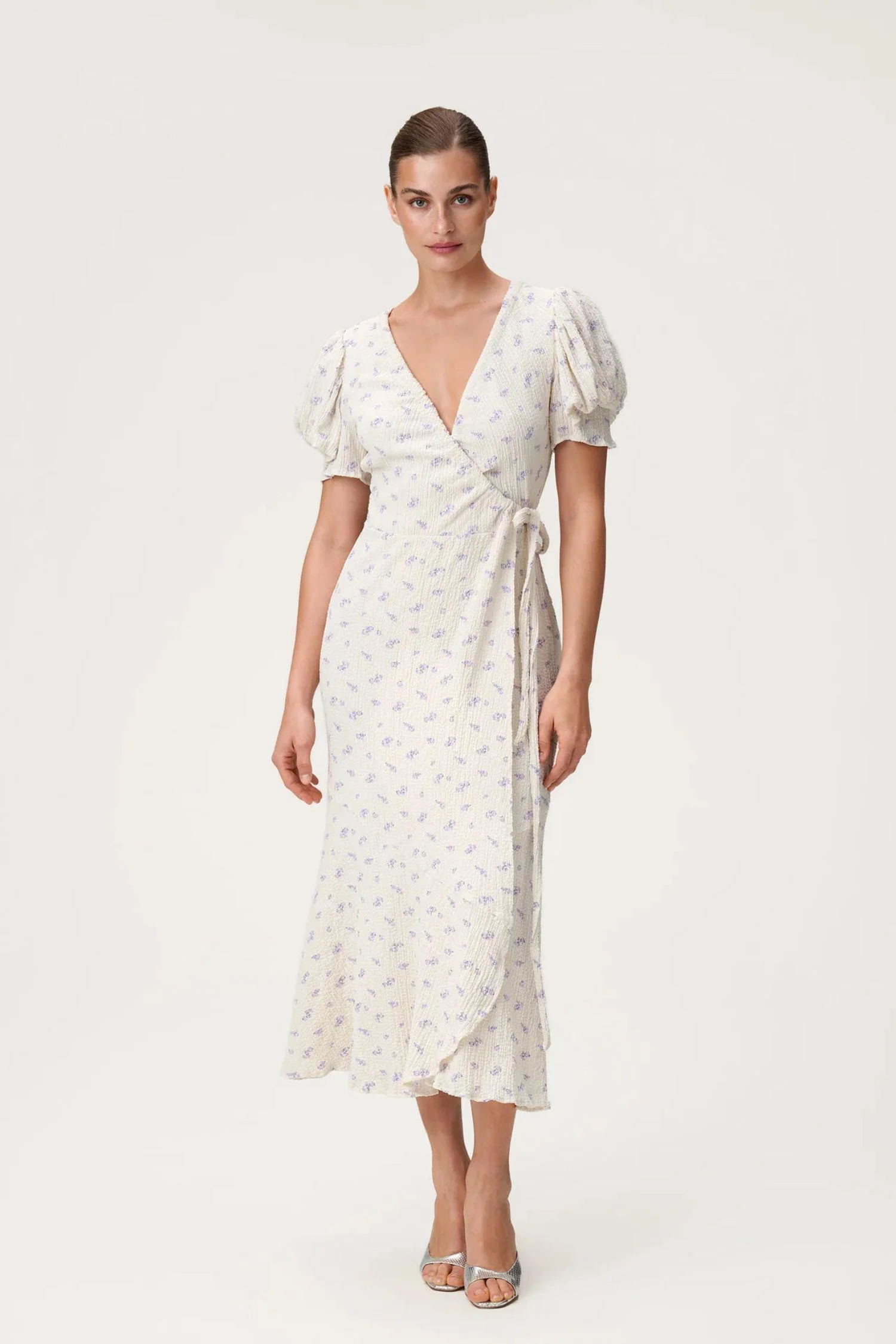 Ferrone Midi Dress Lavender Rose/ White Cream