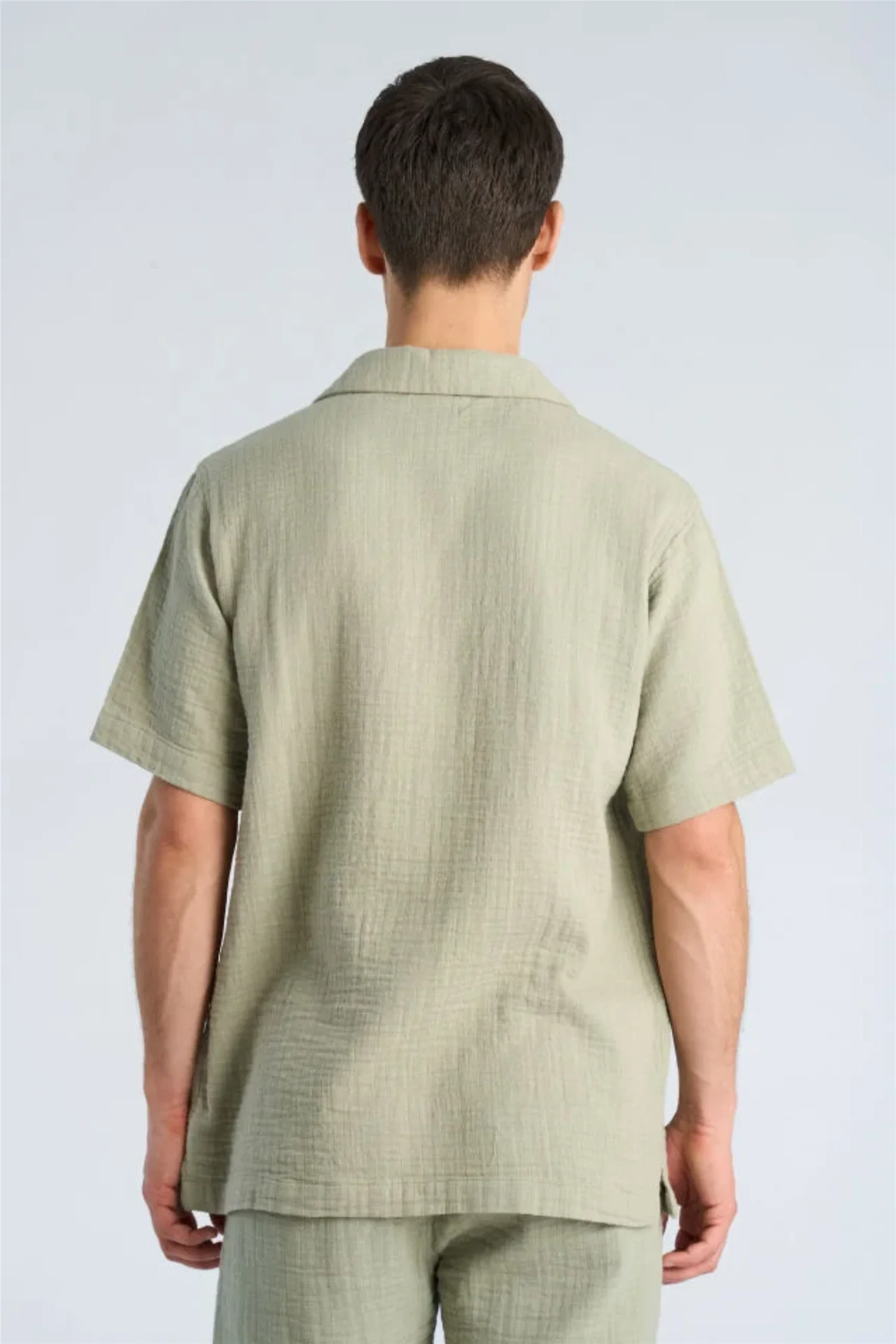 Cotton Muslin Resort Shirt S/S Dusty Olive - Image 5
