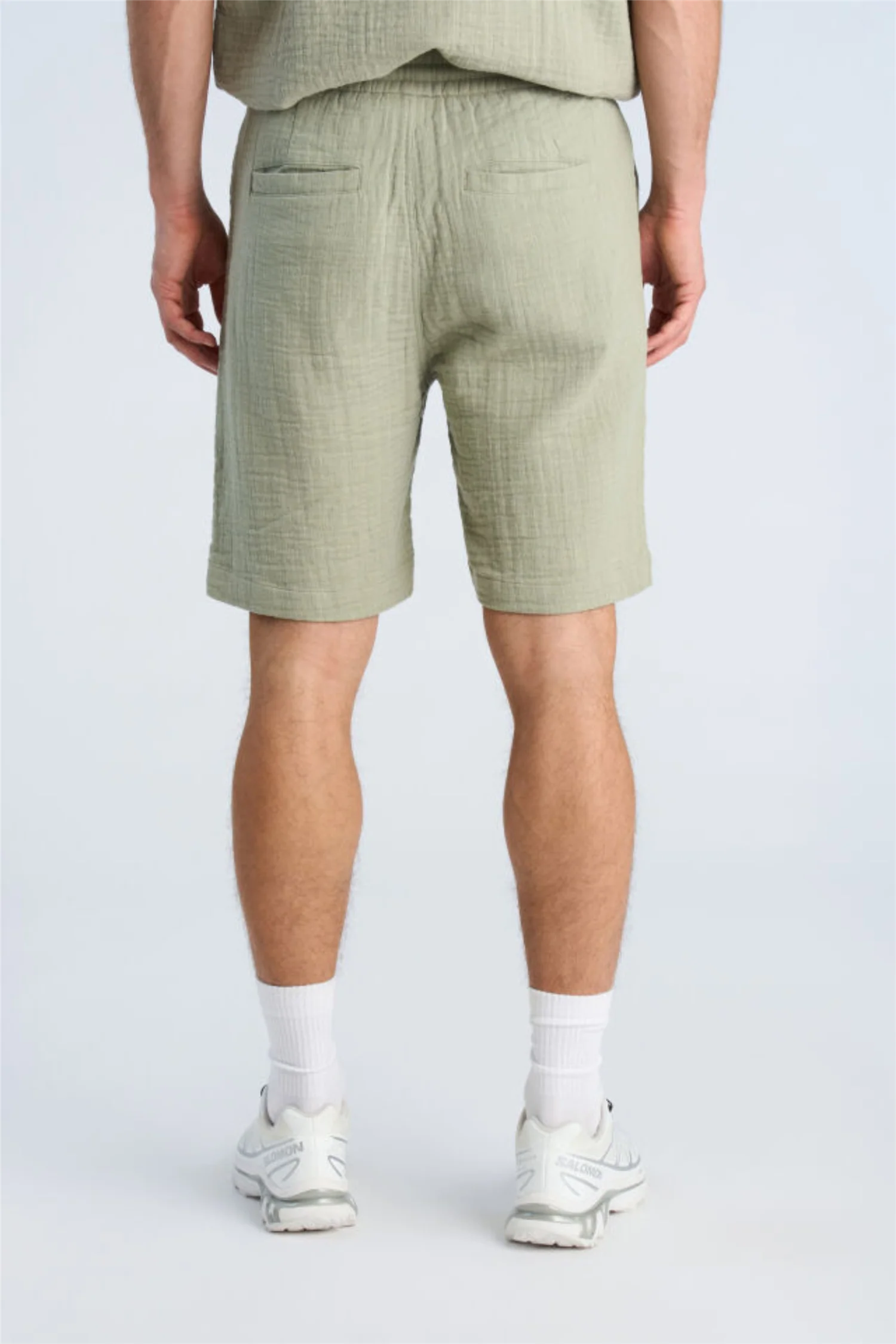 Cotton Muslin Shorts Dusty Olive - Image 5