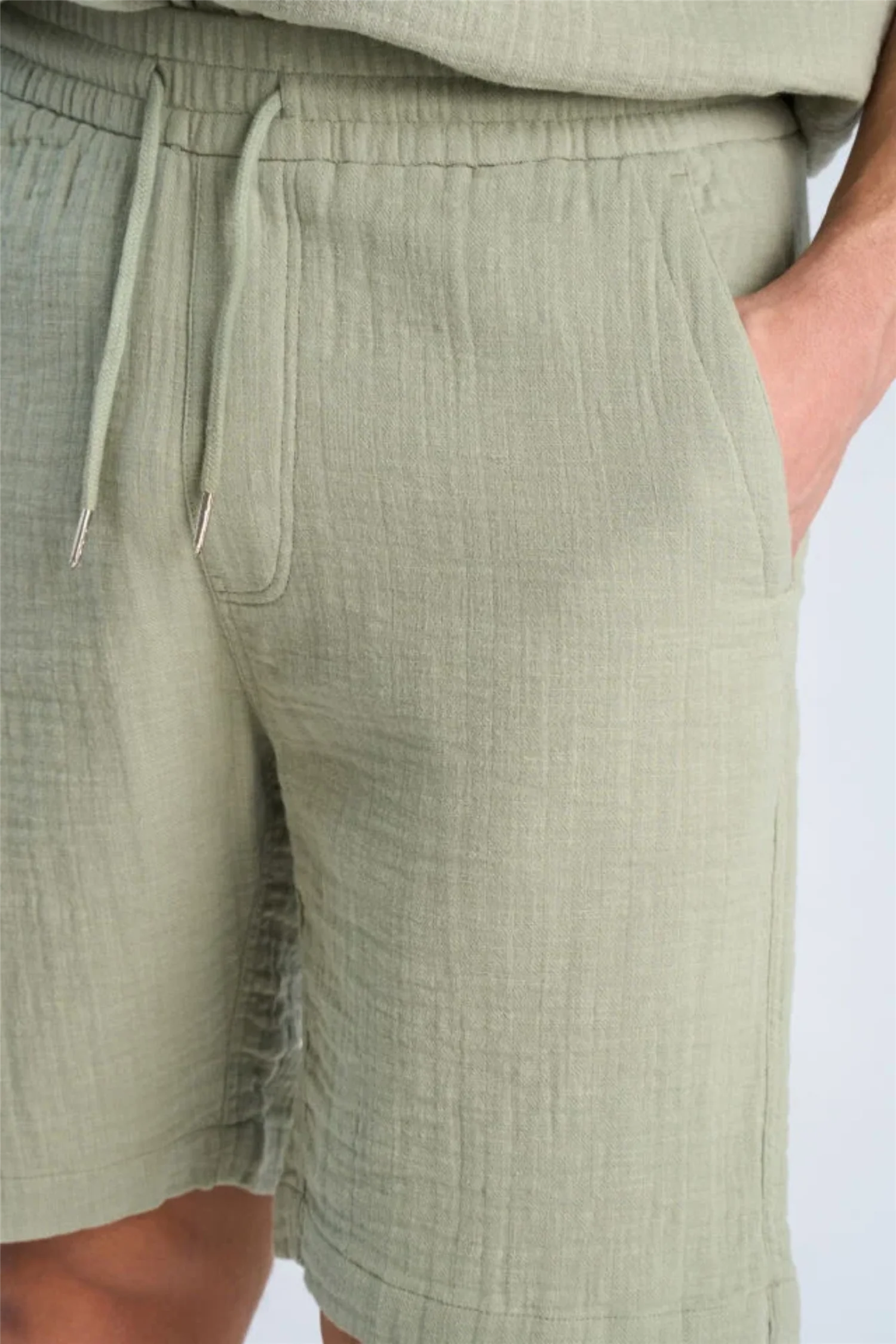 Cotton Muslin Shorts Dusty Olive - Image 6