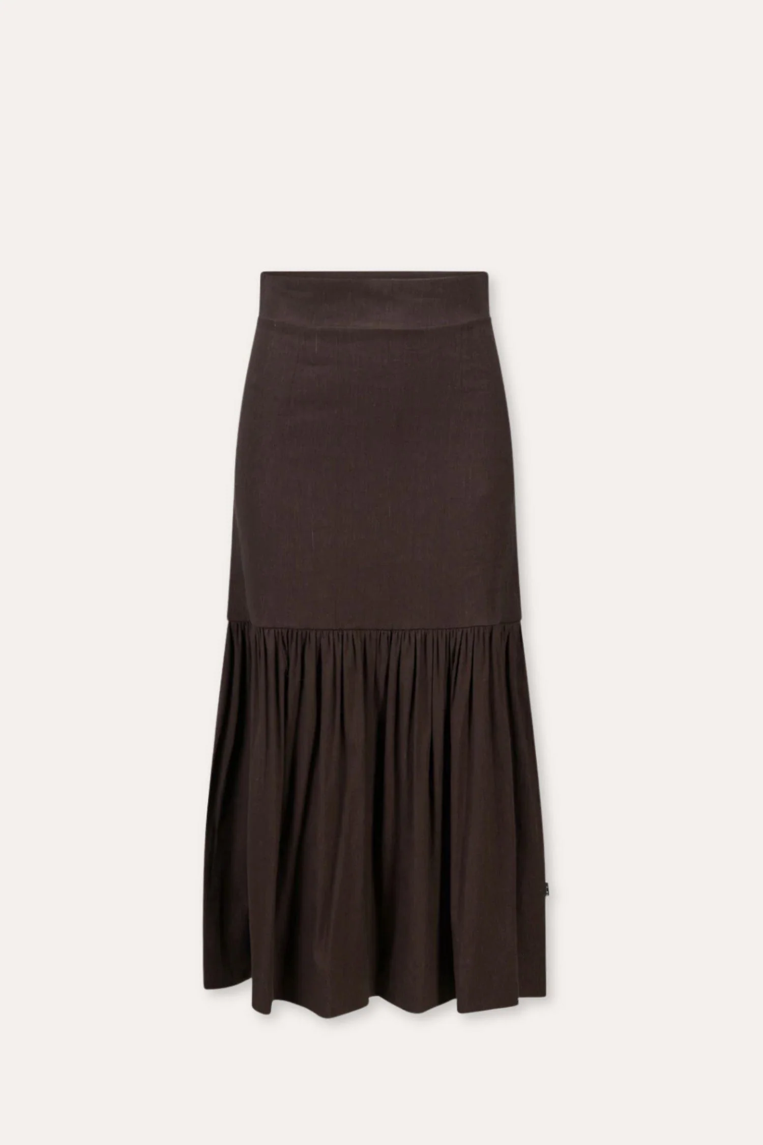 Lill Strech Linen Skirt Dark Brown