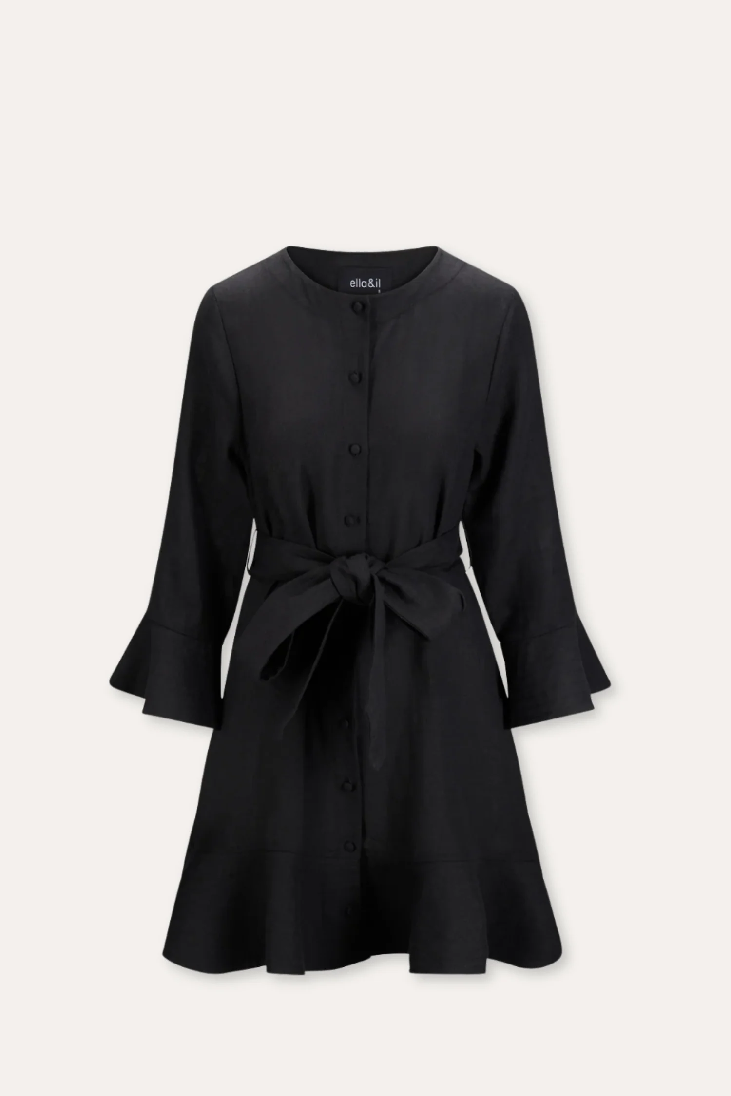 Gabrielle Linen Dress- Black
