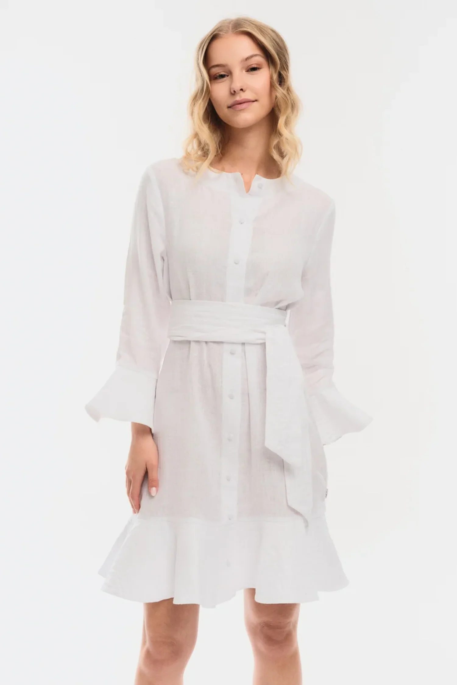 Gabrielle Linen Dress- White - Image 6