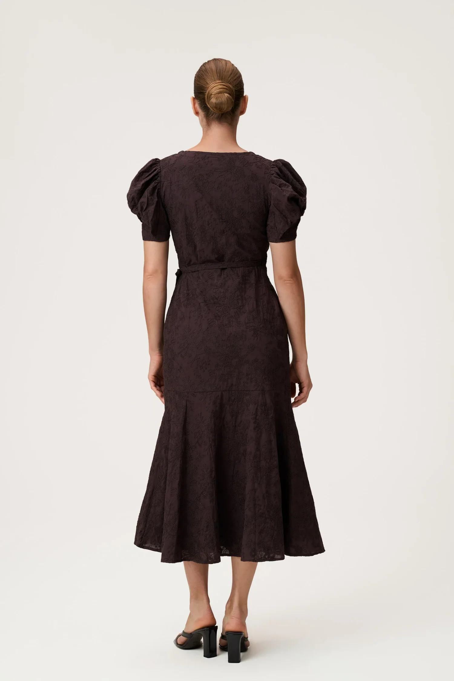 Ferrone Midi Dress- Brown Embroidery - Image 3