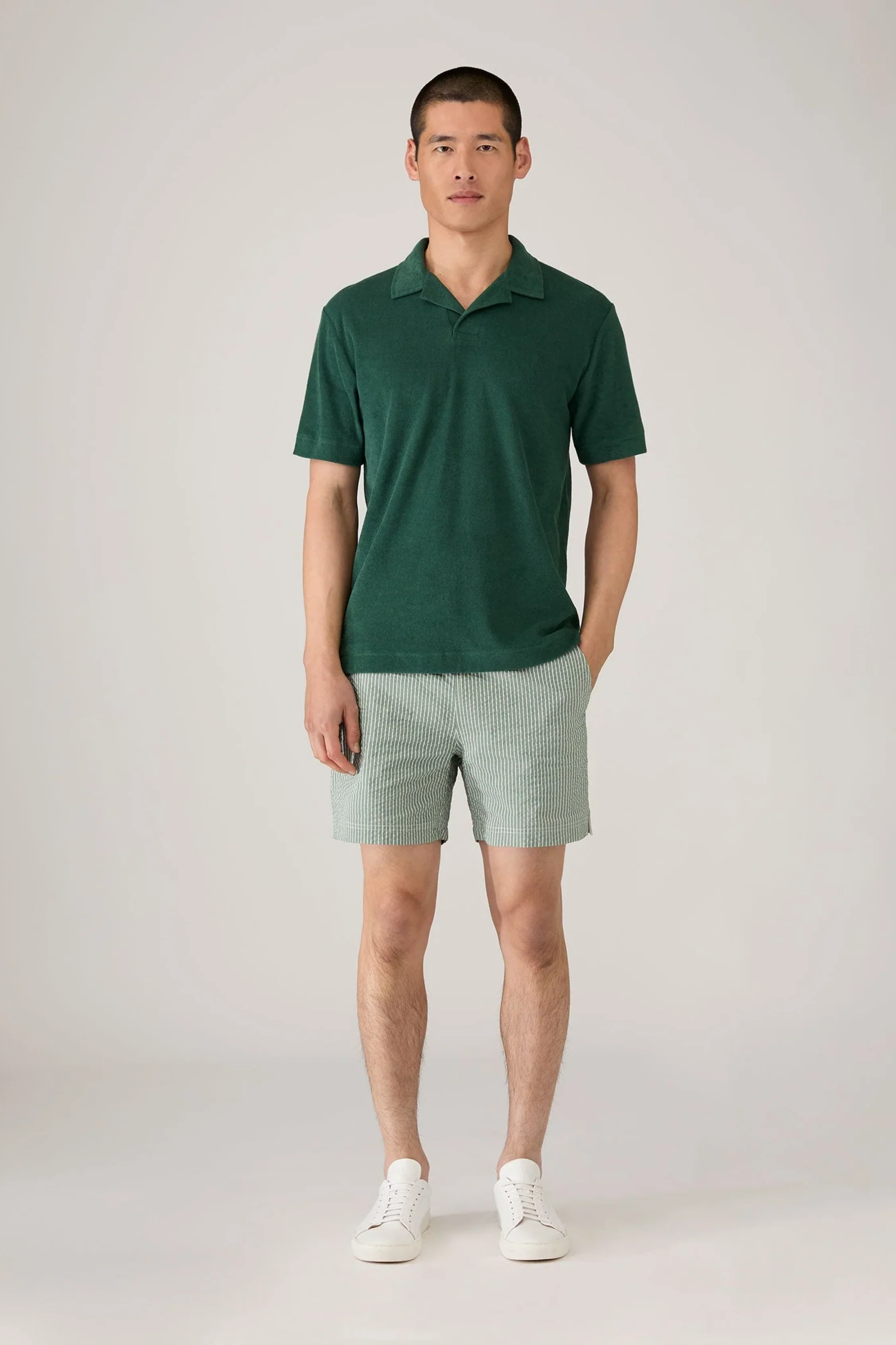 SS Towelling Polo Forest Green - Image 3