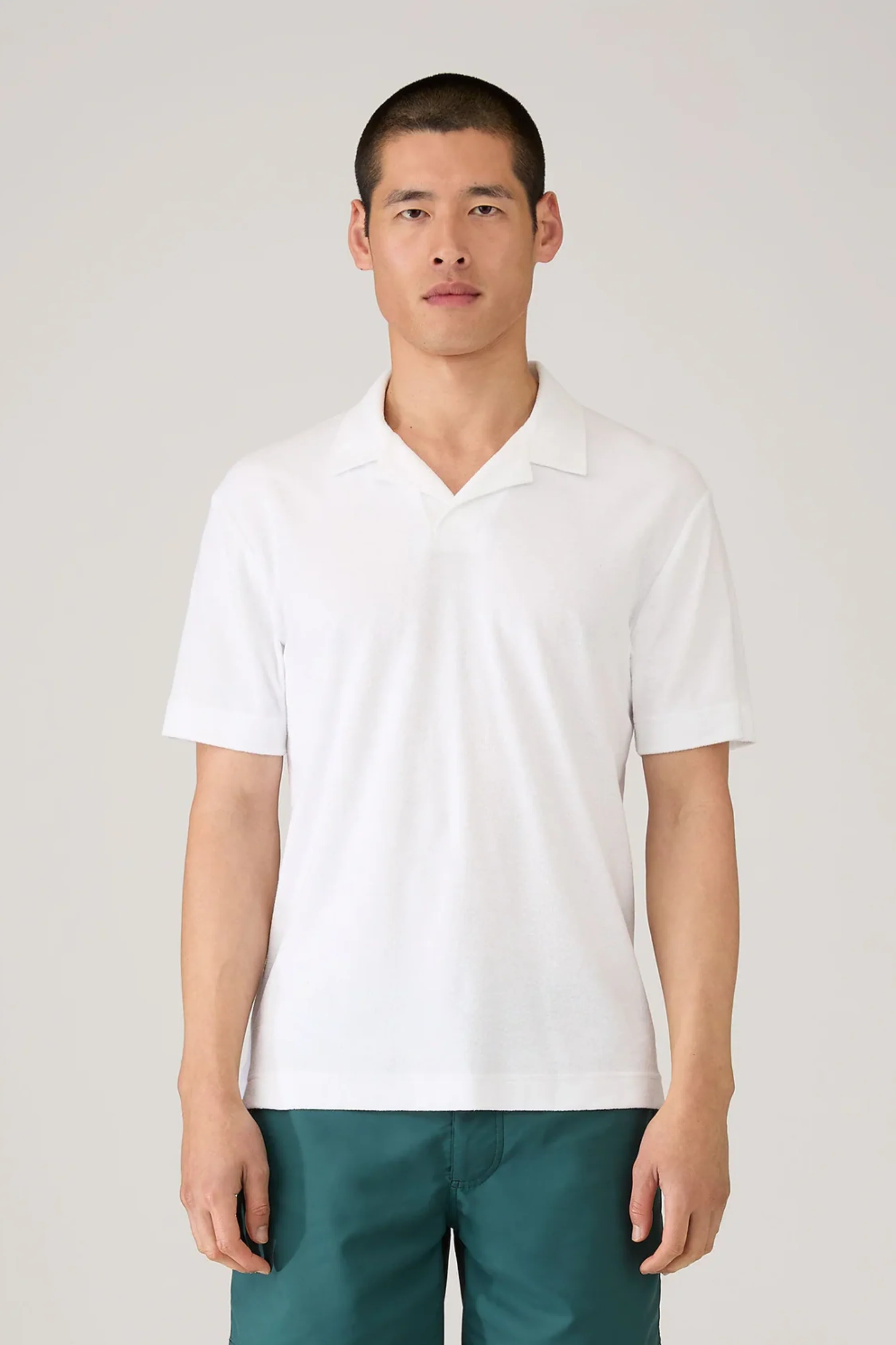SS Towelling Polo Shirt White - Image 2