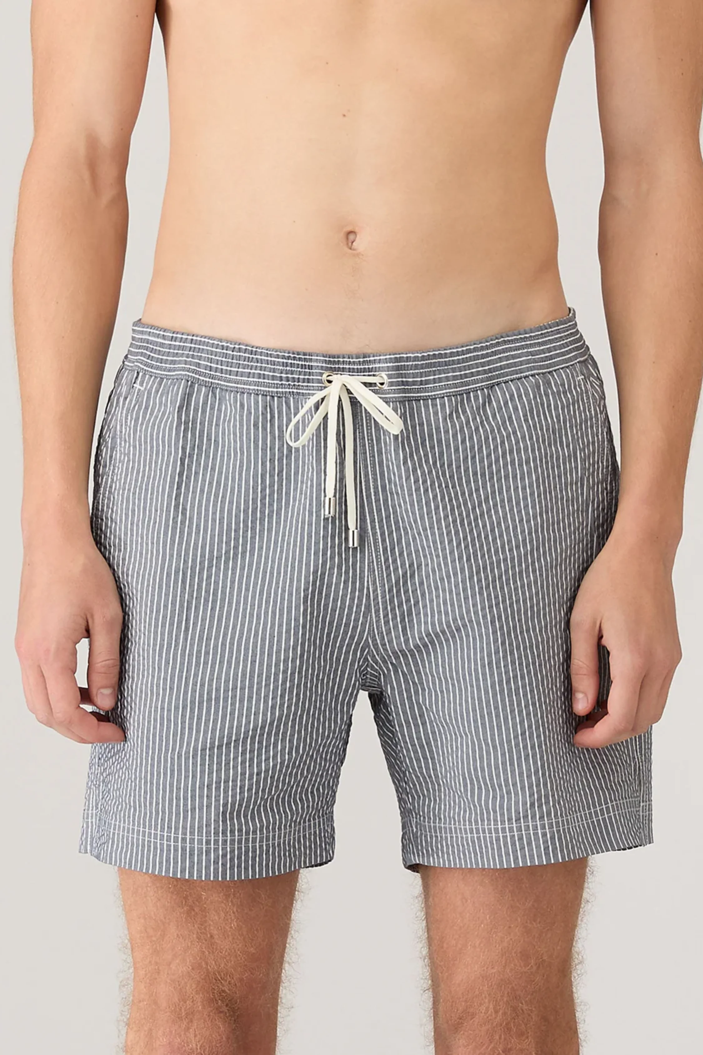 Seersucker Swim Shorts Navy/White Seersucker Pinstripe - Image 2