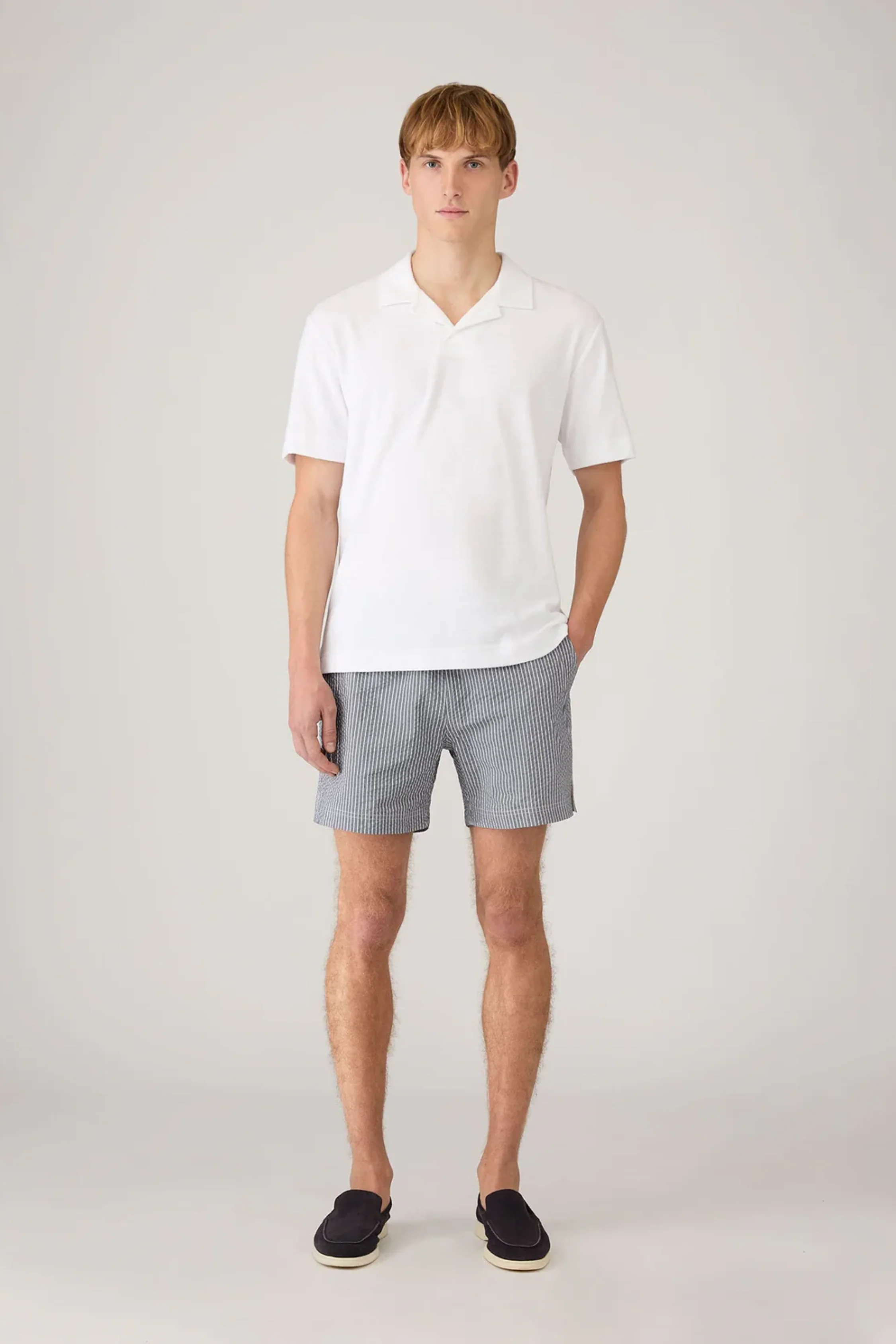 Seersucker Swim Shorts Navy/White Seersucker Pinstripe - Image 3