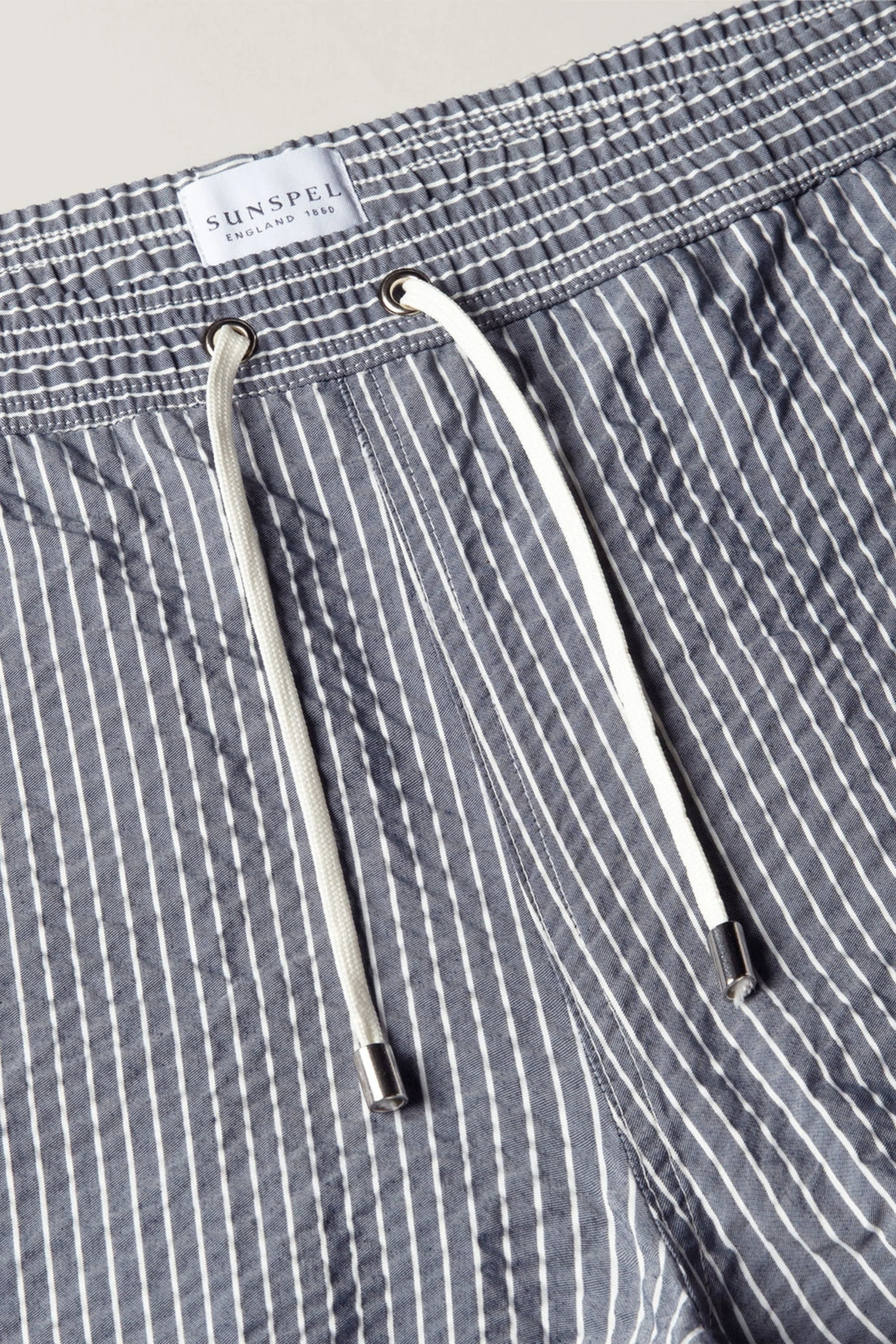 Seersucker Swim Shorts Navy/White Seersucker Pinstripe - Image 4