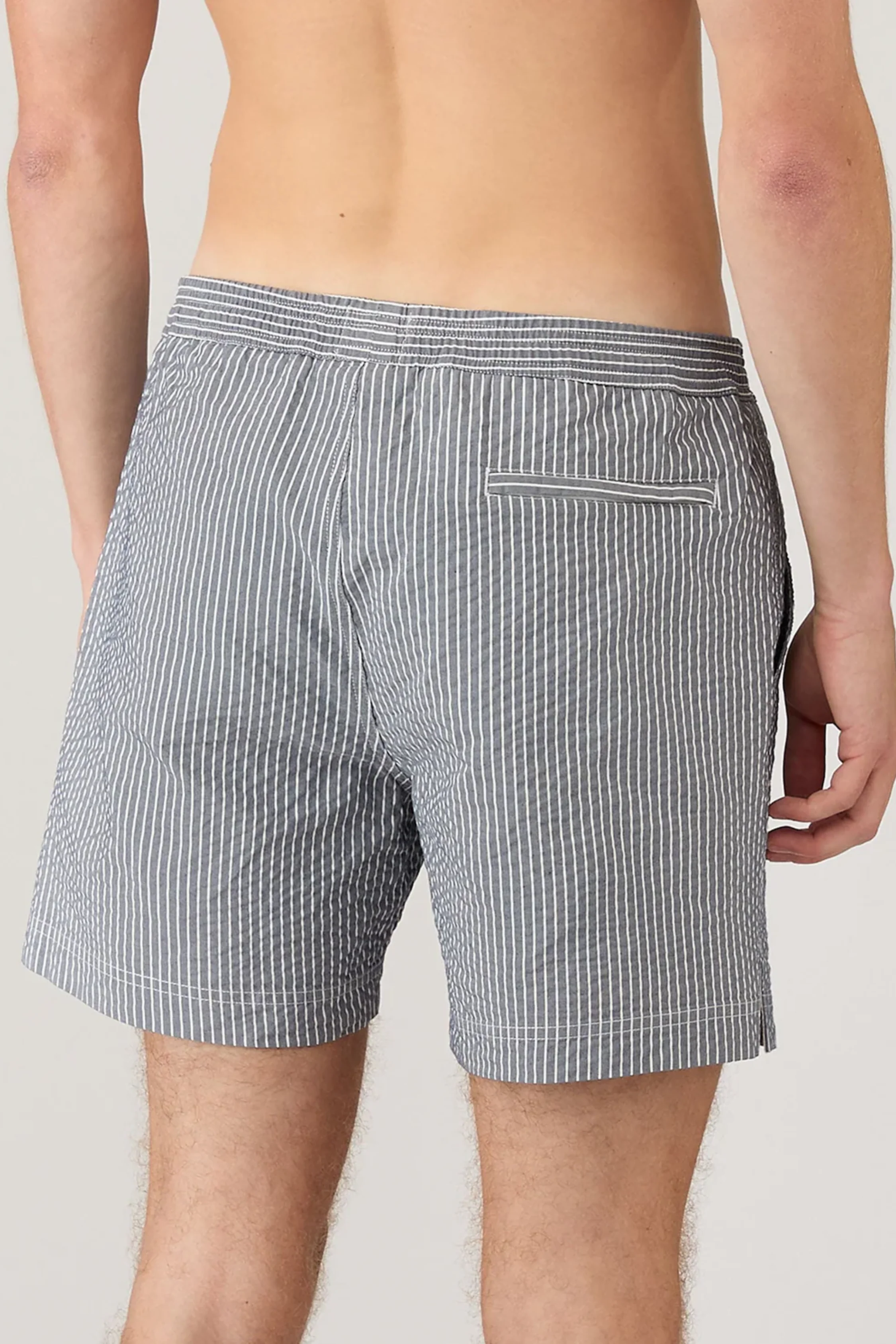 Seersucker Swim Shorts Navy/White Seersucker Pinstripe - Image 5