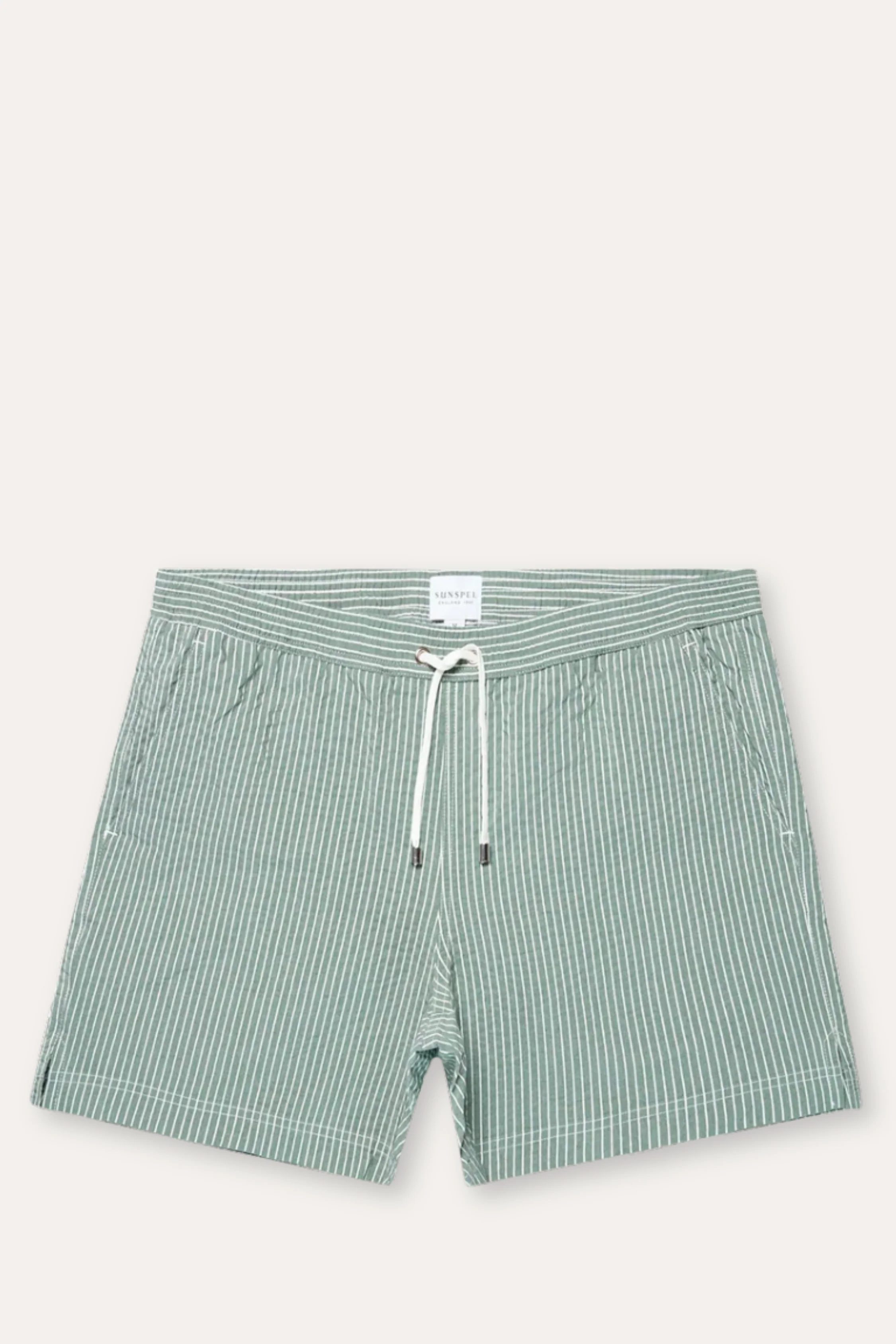 Seersucker Swim Shorts Bright Green/White Pinstripe