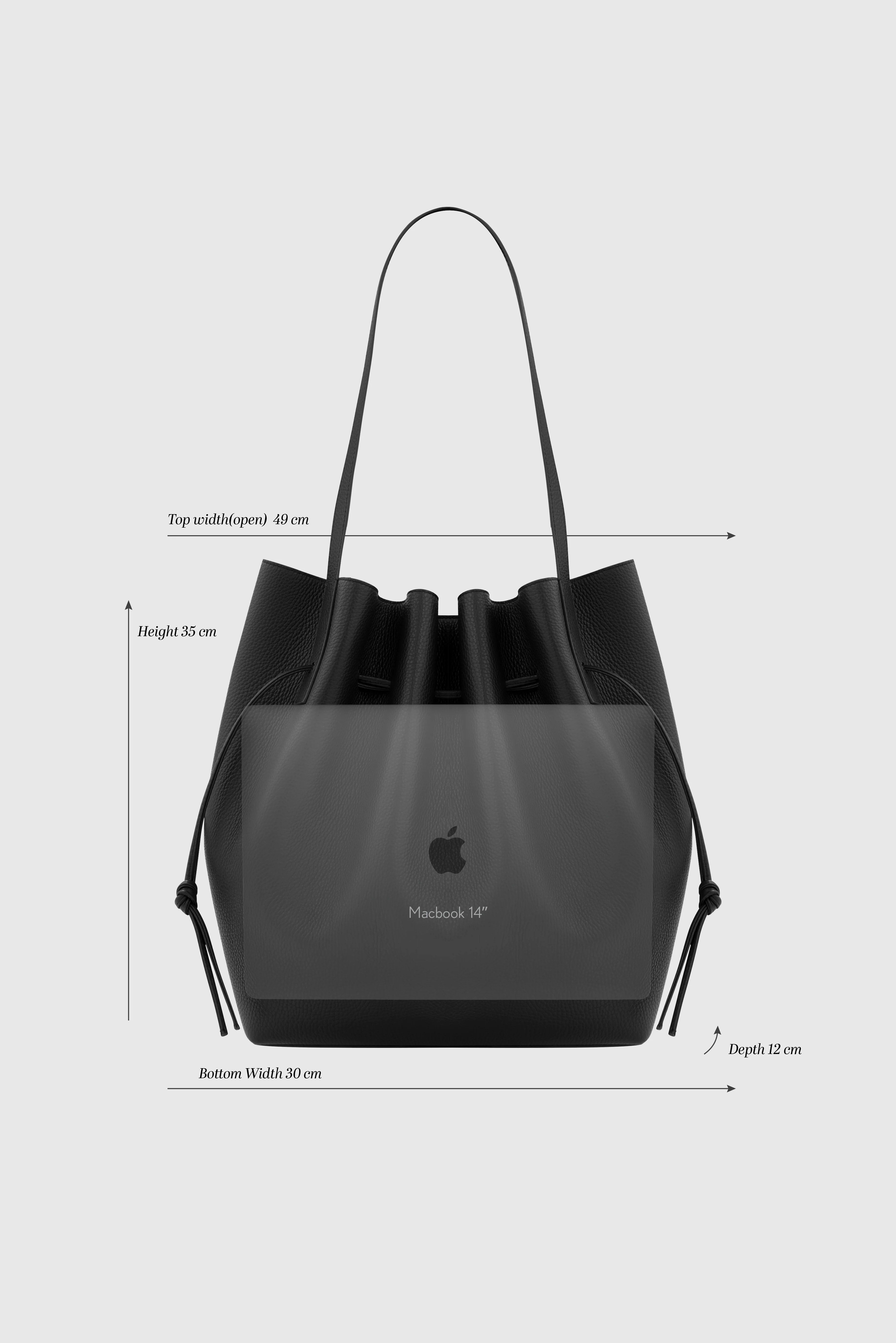 Scallop Tote- Black Pebble Grain Leather - Image 4