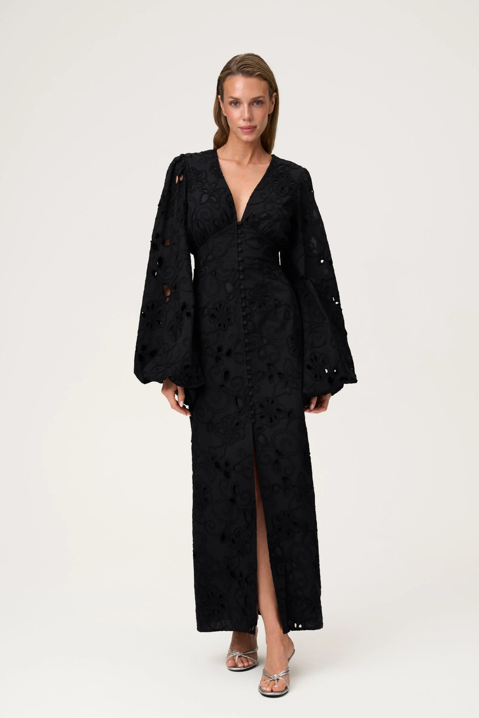 Positano Dress Black Embroidery