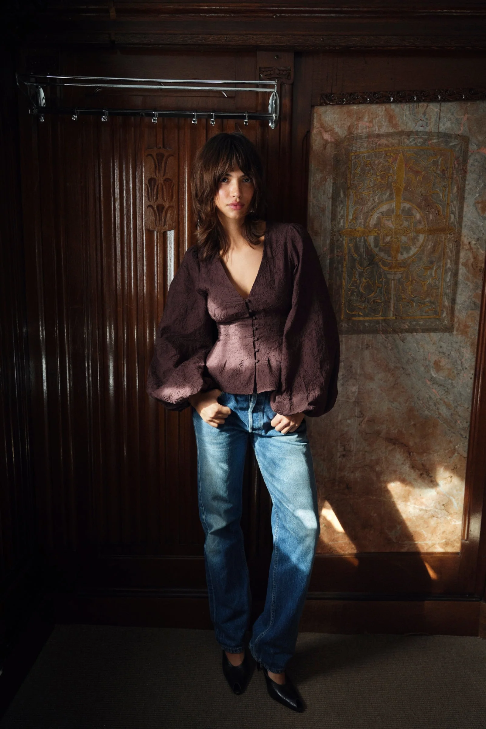 Palena Blouse- Brown Embroidery - Image 3