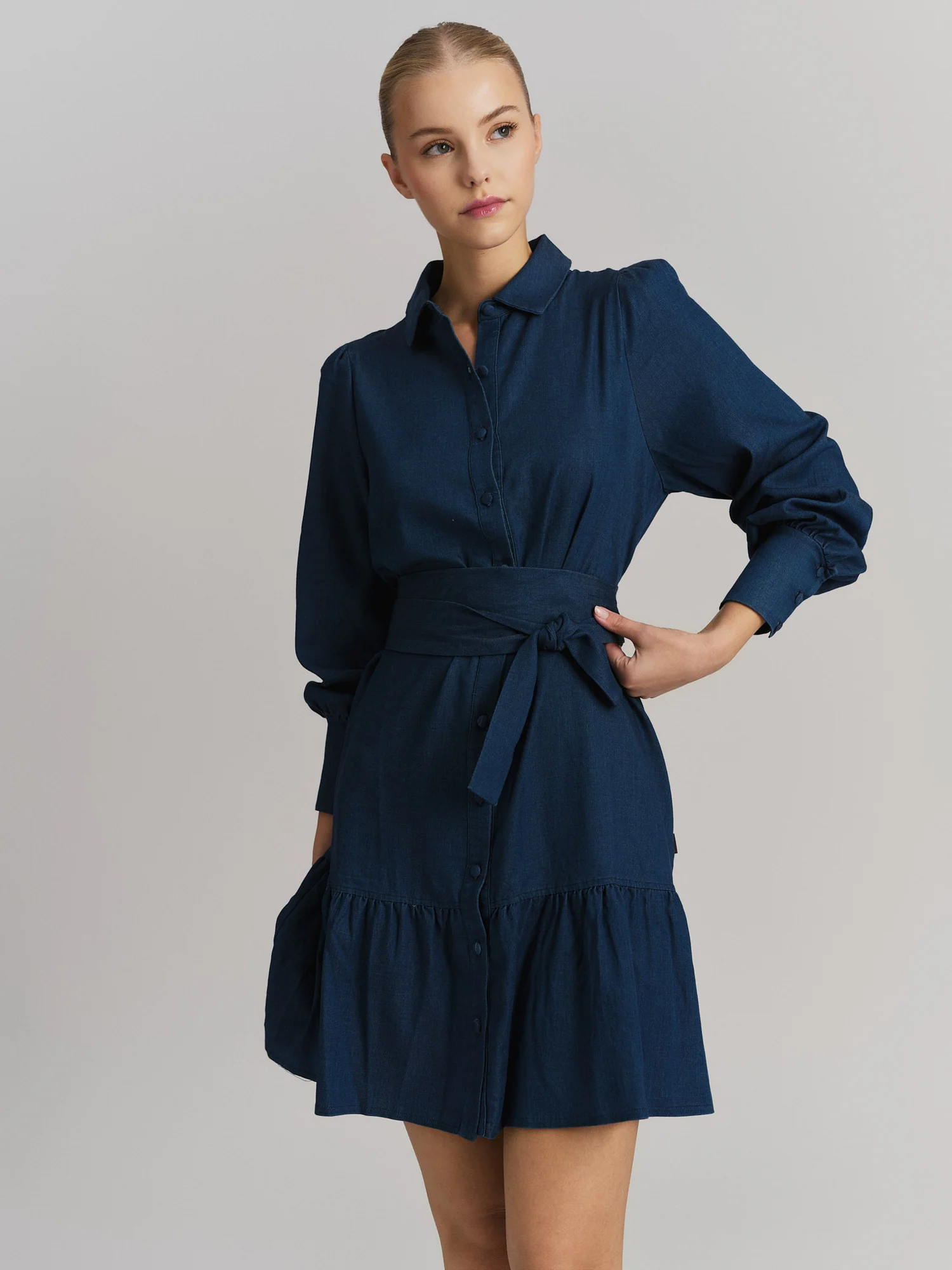 Silja Tencel Dress Dark Blue - Image 3
