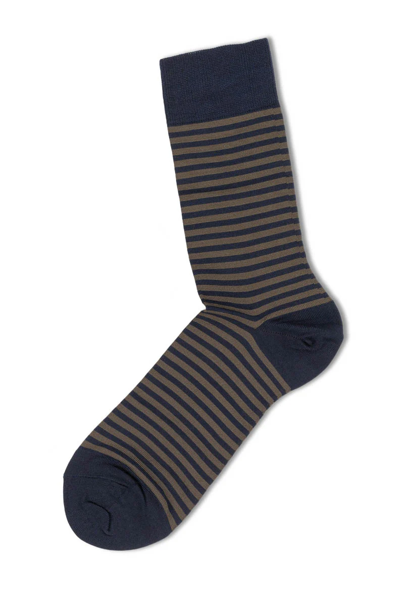 Mercerized Cotton Small Stripes Black/Army - Image 2
