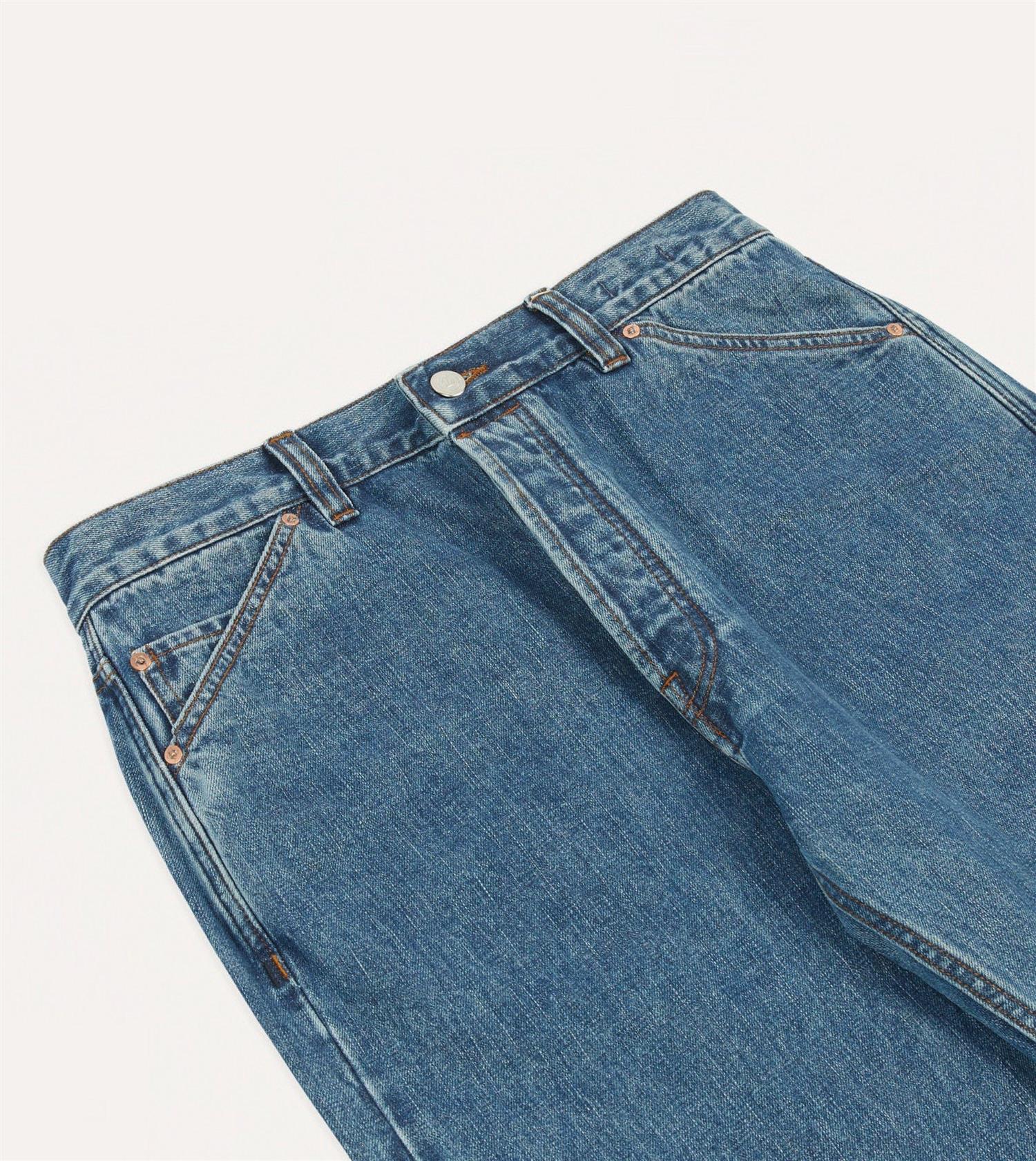 14,2 Oz 5-Pocket Mid-Waist Japanese Selvedge Denim Bleach Wash - Image 3