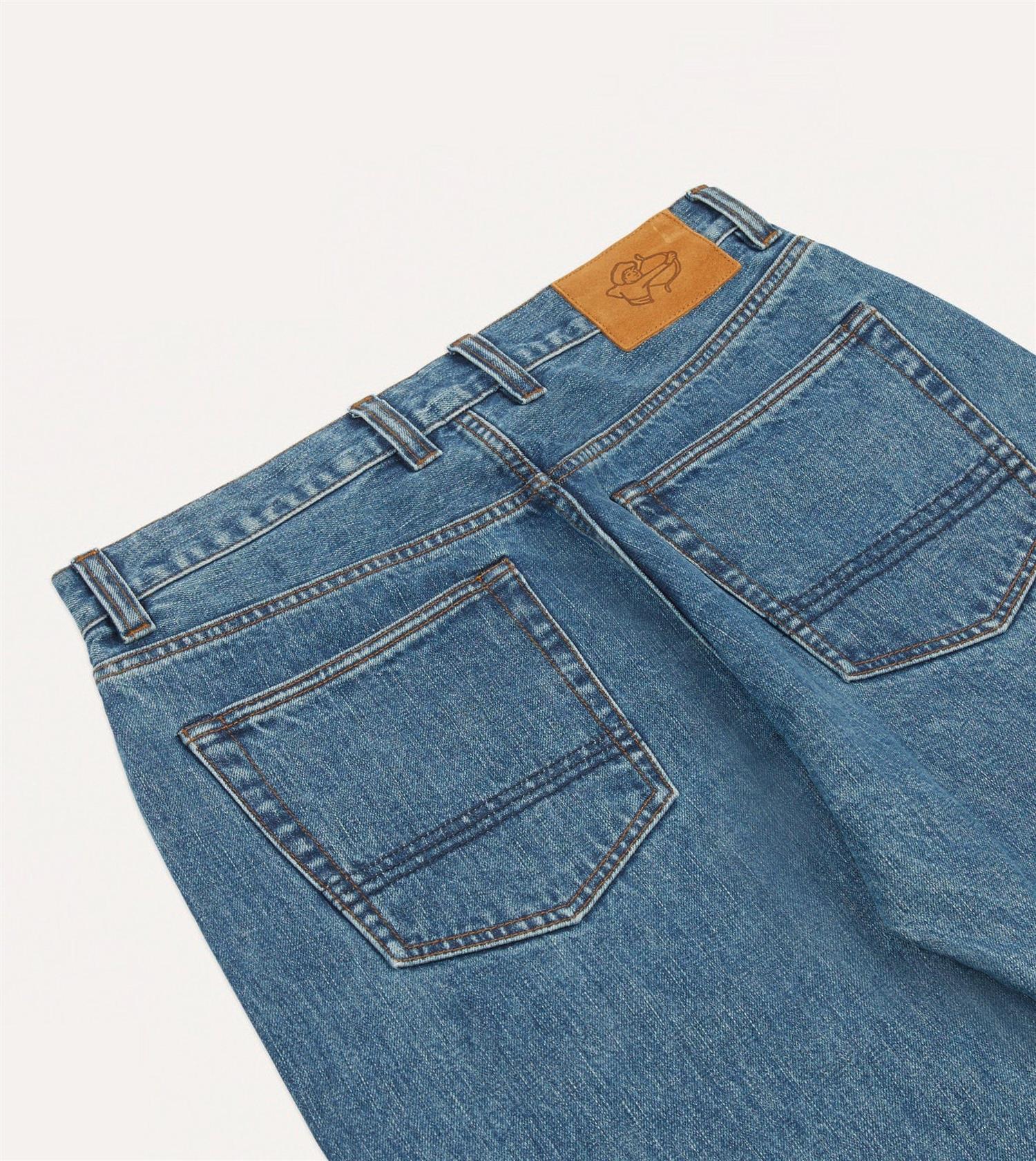14,2 Oz 5-Pocket Mid-Waist Japanese Selvedge Denim Bleach Wash - Image 4