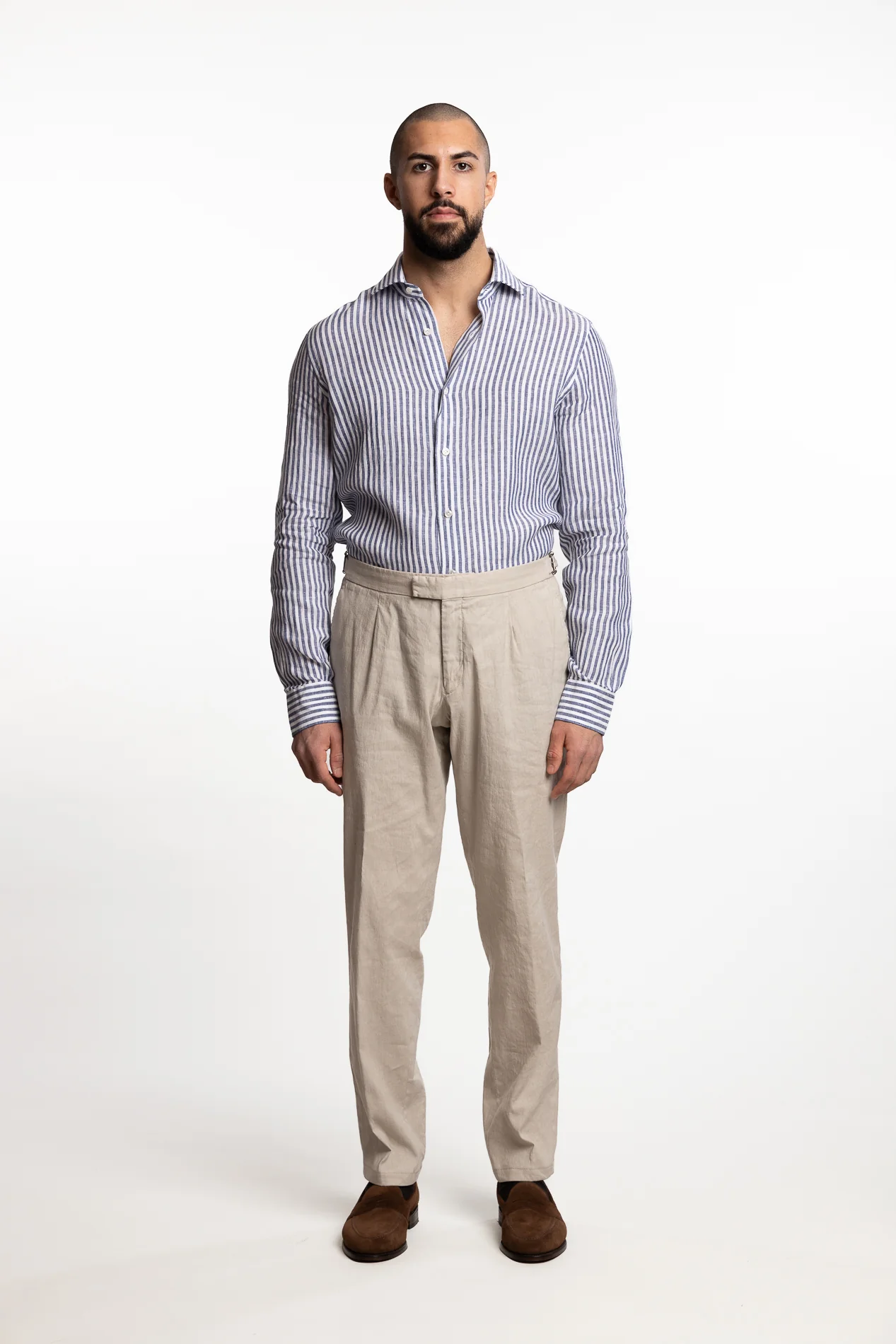 Culto Linen Shirt Blue Stripes - Image 4