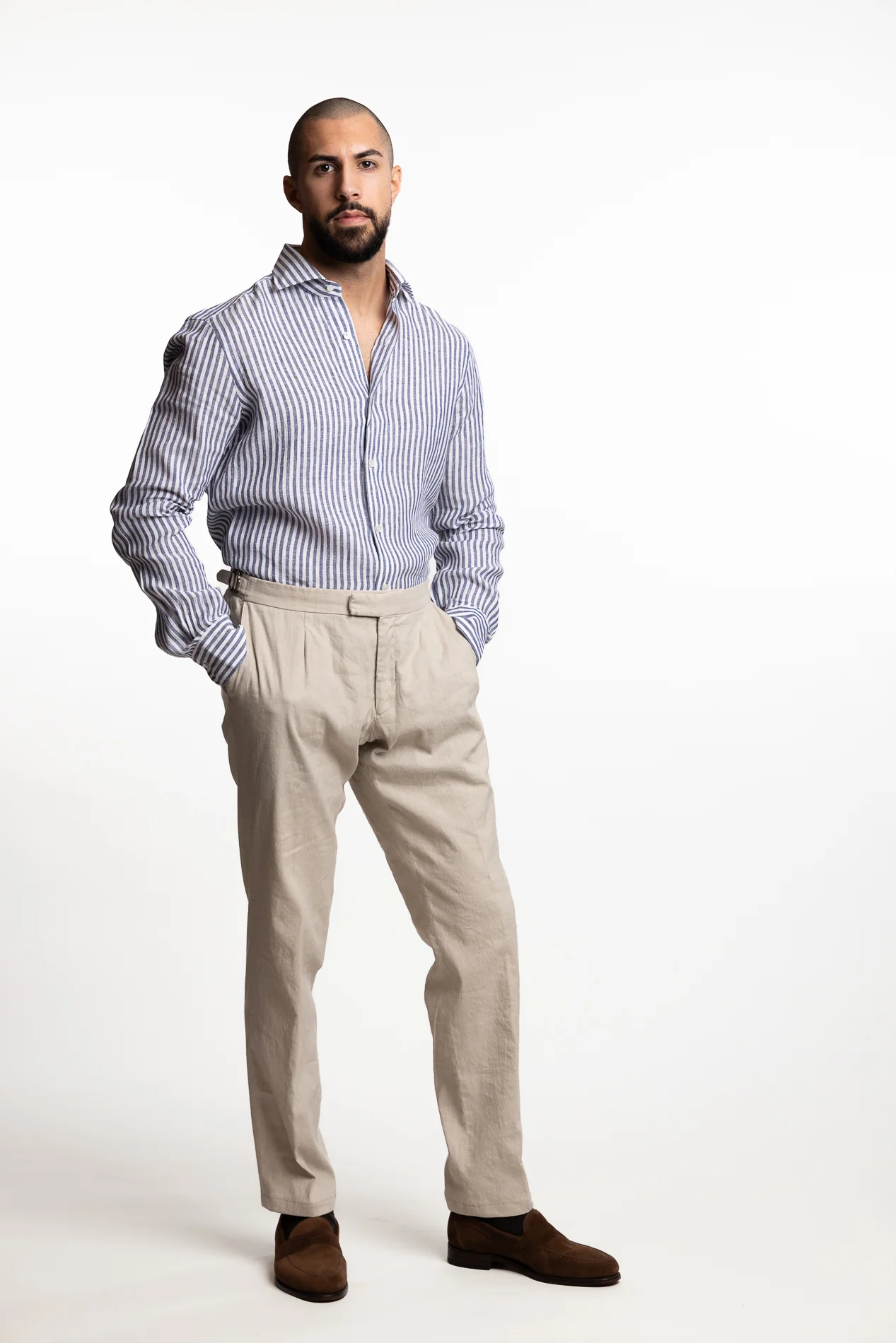 Culto Linen Shirt Blue Stripes - Image 5